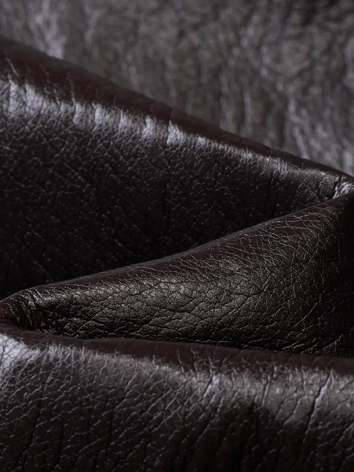 Jacket leather texture close-up in dark brown with natural grain