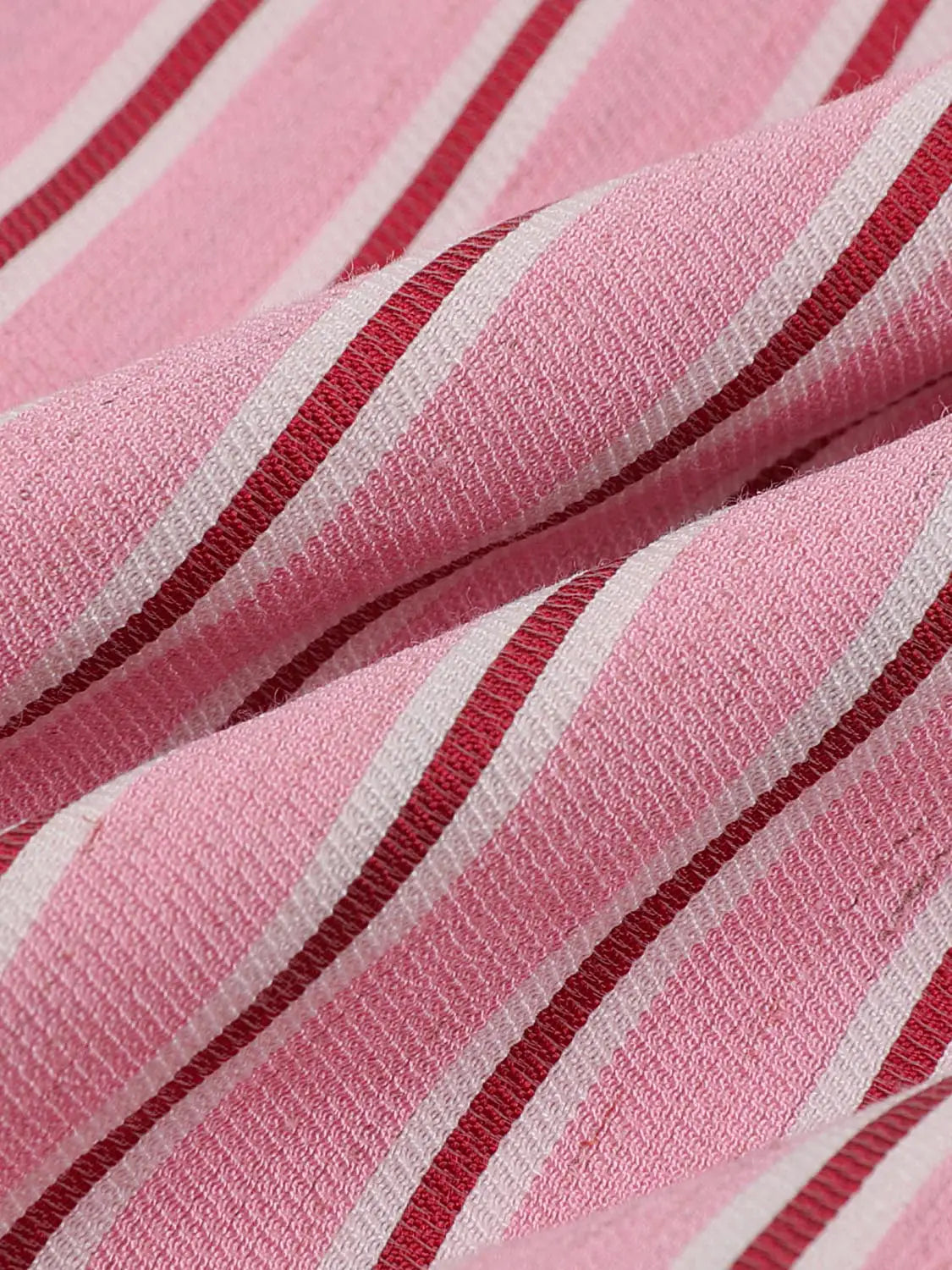 Blouse Urban Revivo Fashion pink striped fabric with red bands
