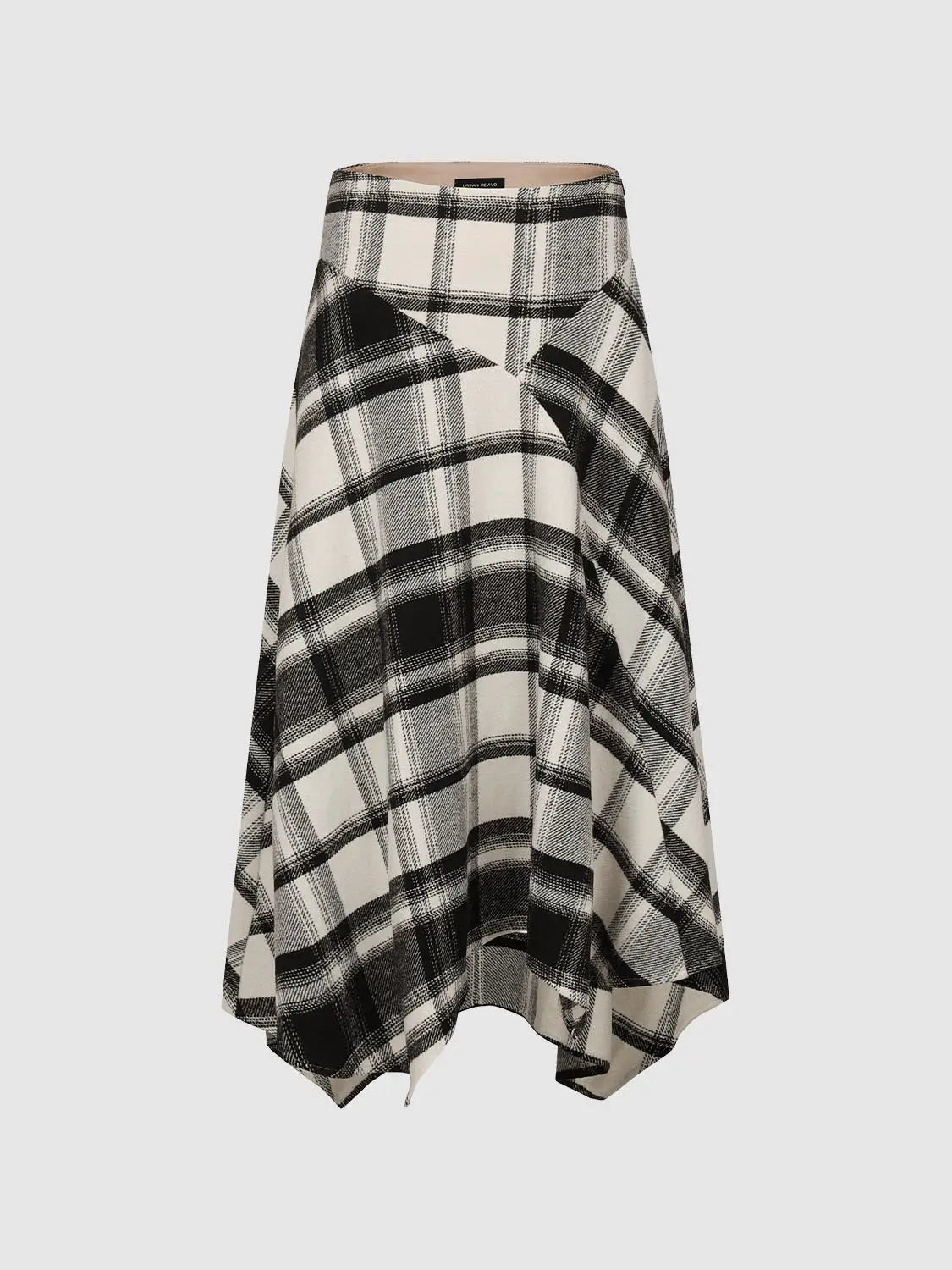 A-line skirt by Urban Revivo Fashion in black and ivory plaid.