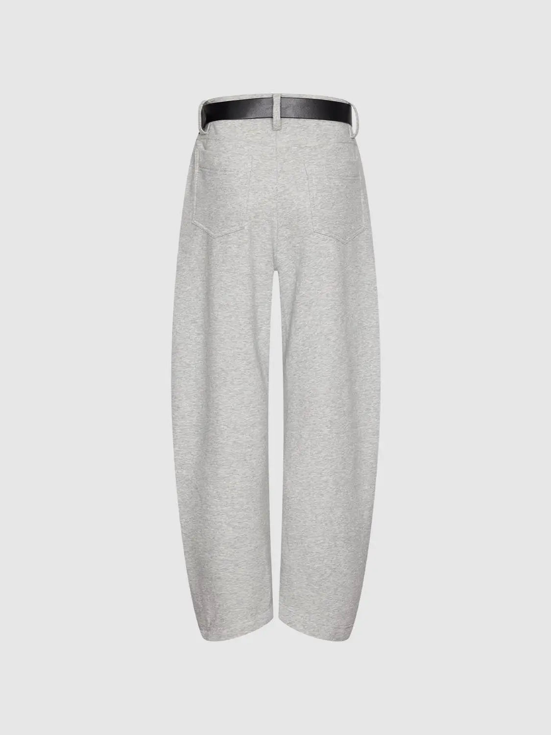 Barrel-leg pants by Urban Revivo Fashion in light gray heather with black belt