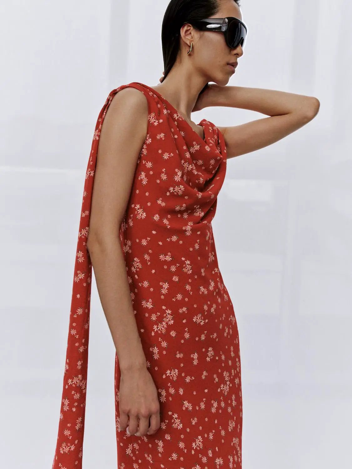 Cowl Neck Sleeveless Straight Midi Dresses by Urban Revivo Fashion