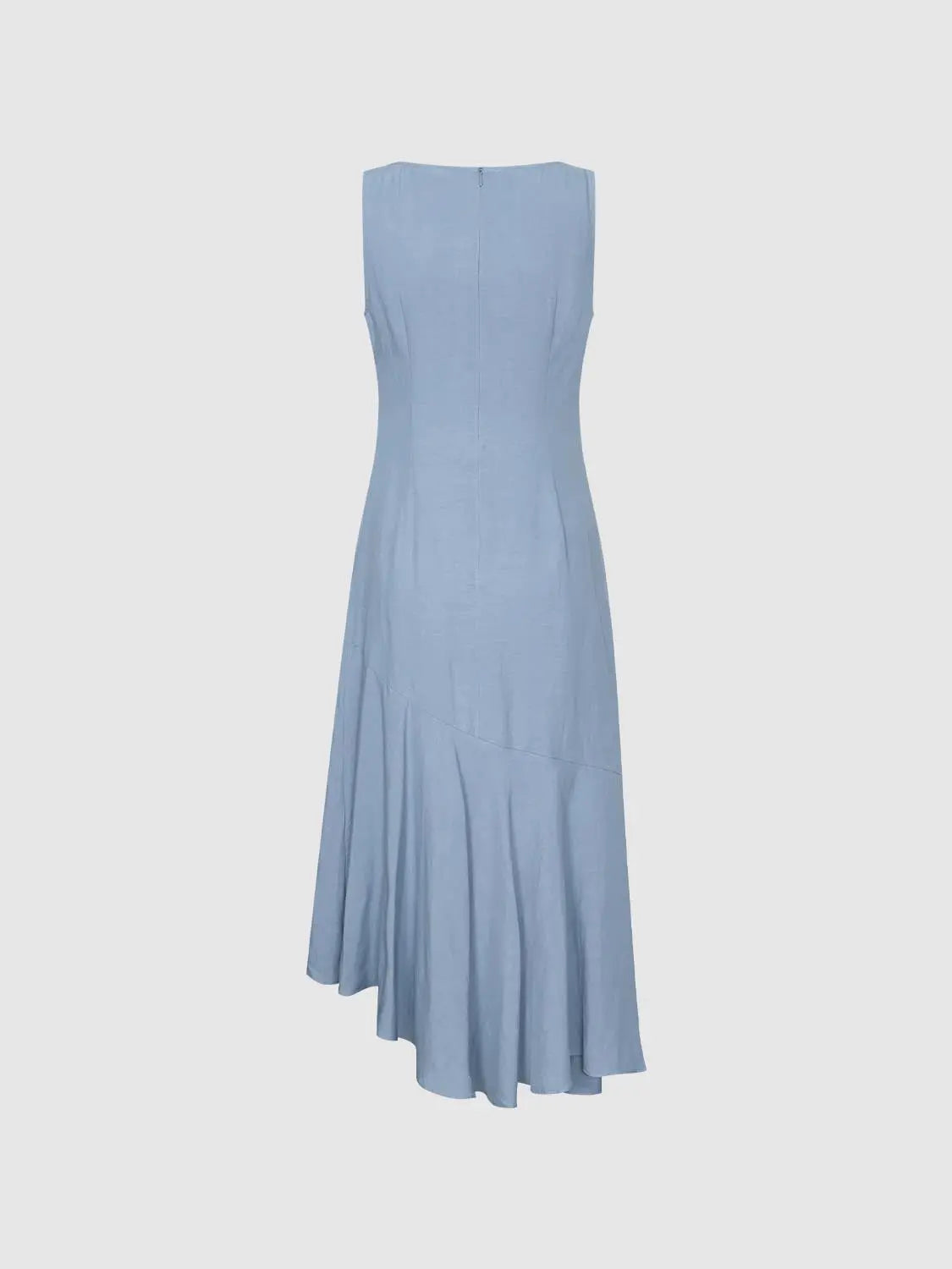 Straight dress, Urban Revivo Fashion, light blue sleeveless maxi with asymmetric layered hem