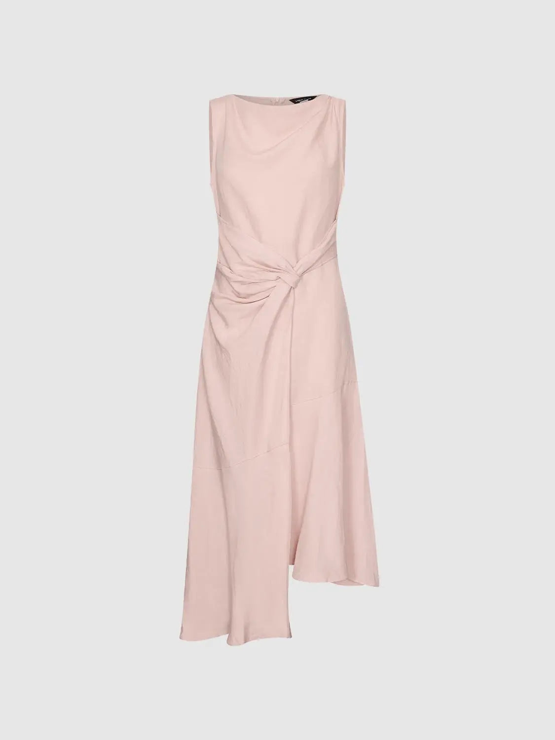 Urban Revivo Straight Dress in pale pink with a front knot at the waist.