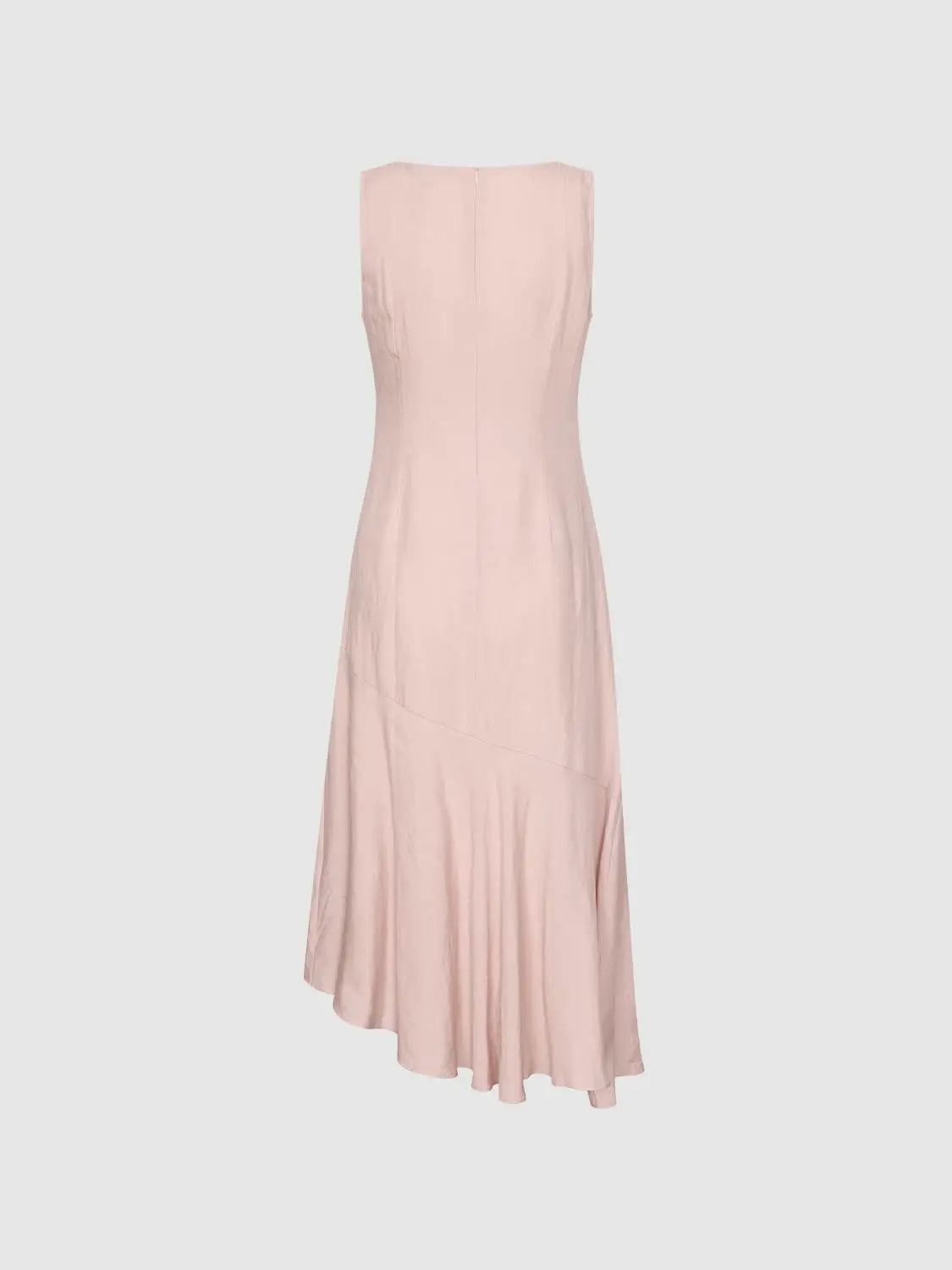 Straight dress by Urban Revivo Fashion in pale pink, sleeveless with back zipper and asymmetric hem.