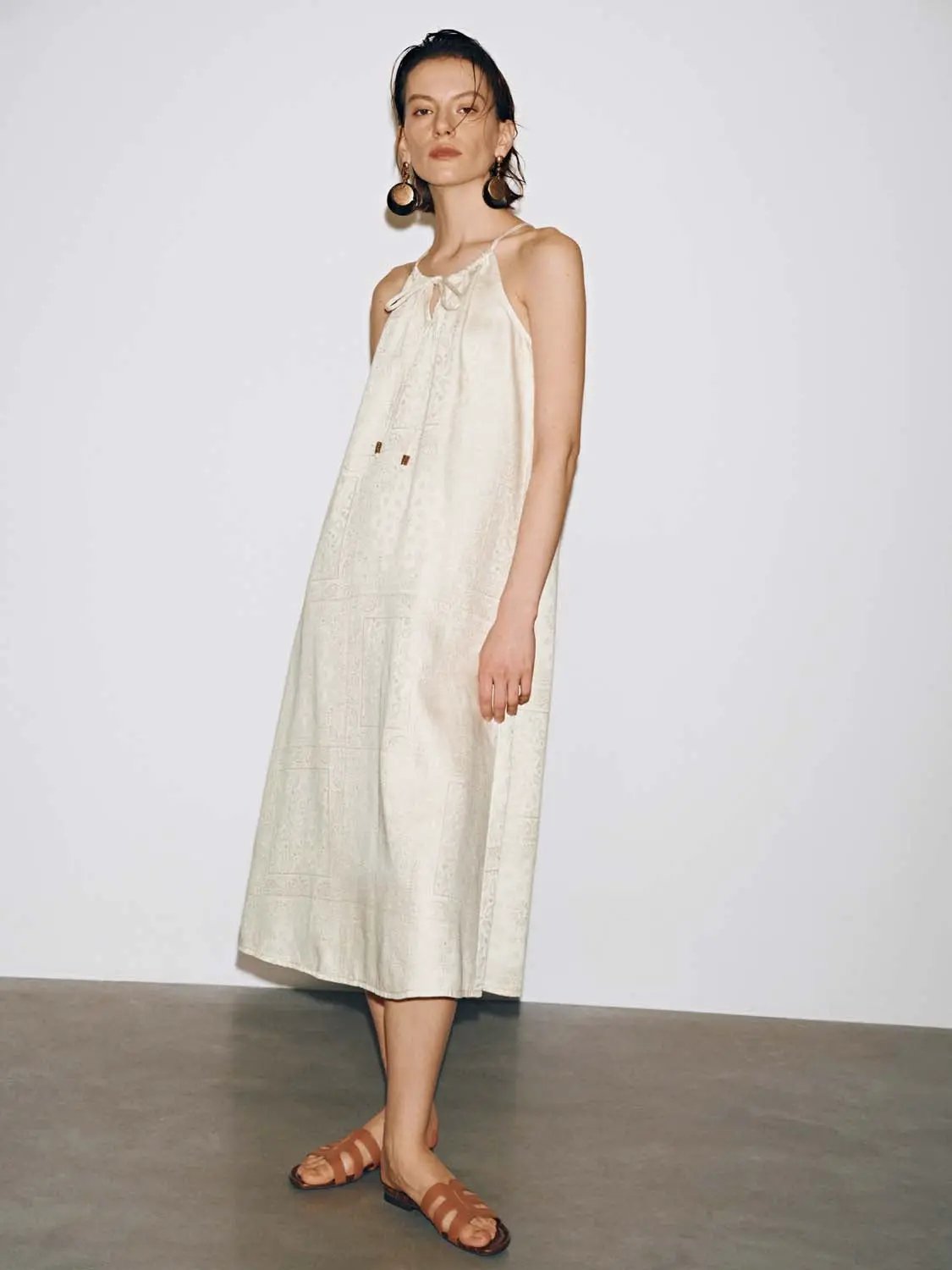 Strappy Lace-Up Denim Midi Dresses by Urban Revivo Fashion