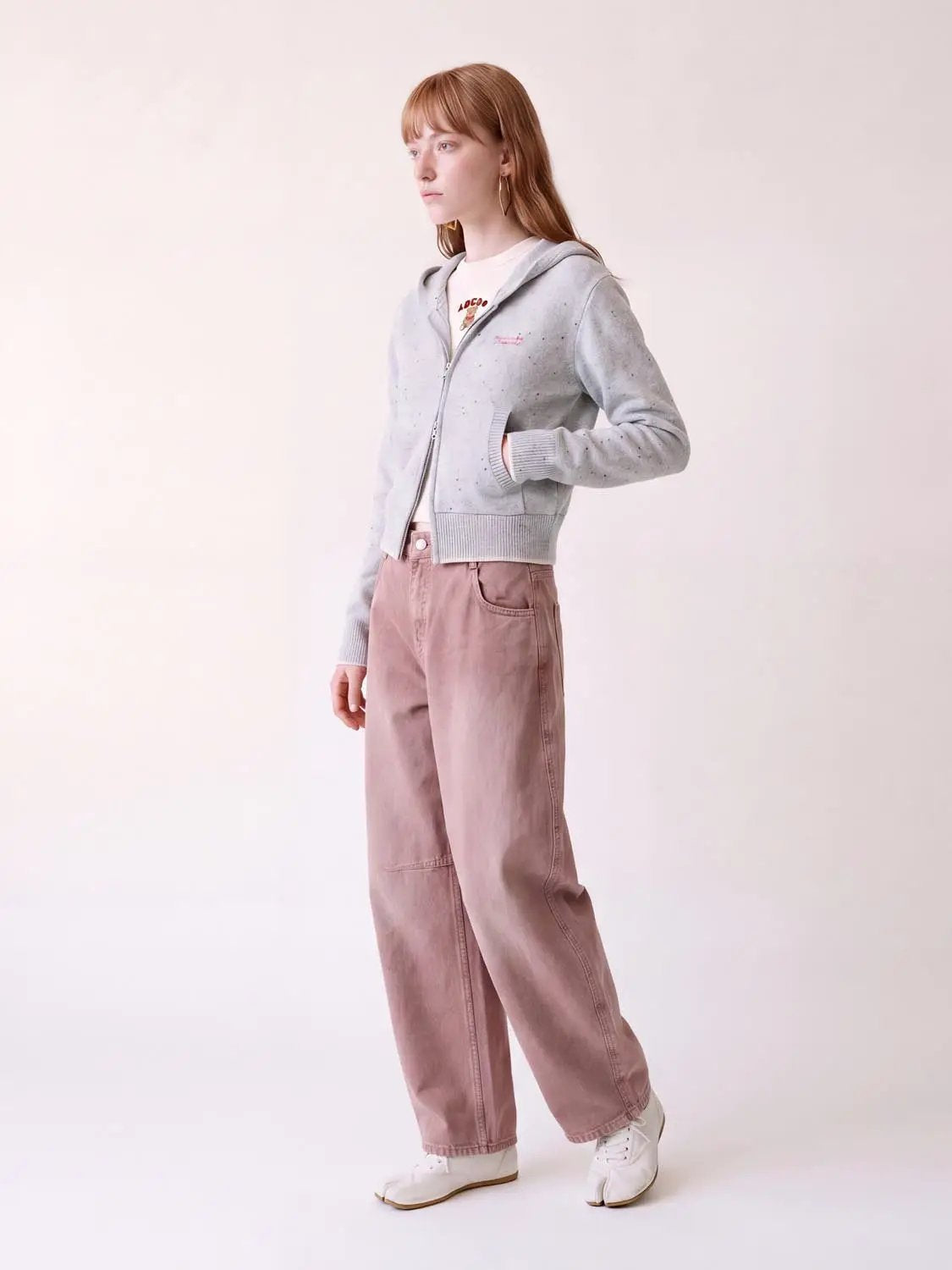 Casual Jeans in dusty pink, wide-leg fit by Urban Revivo Fashion