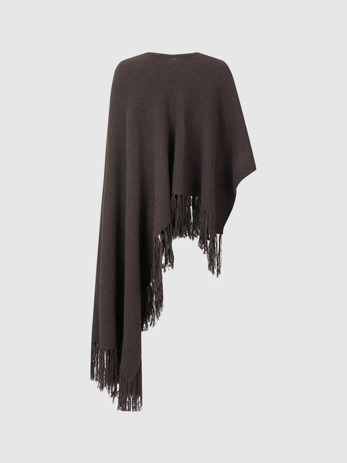 Tassels Hem Oversize Knitted Cardigan in dark brown with fringe hem details