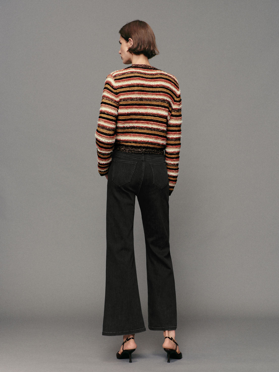 Striped knit jacket, crew neck, cotton blend, Urban Revivo Fashion.