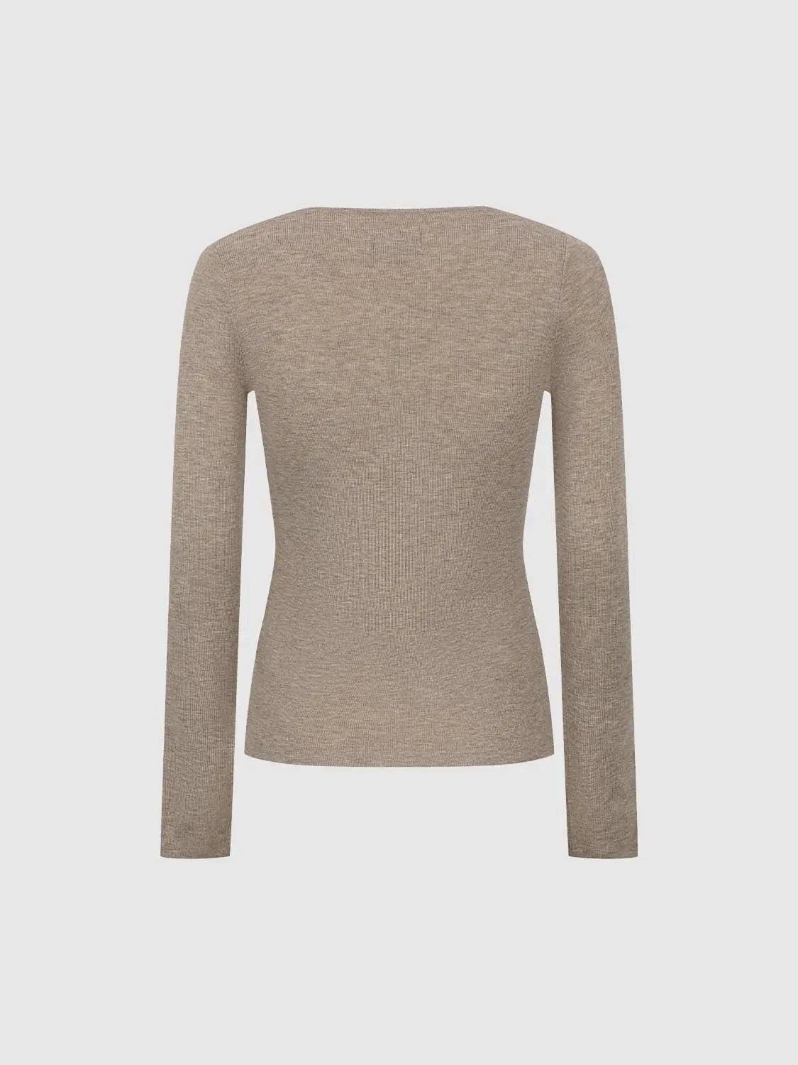 Knit T-Shirt, beige knitted long-sleeve top by Urban Revivo Fashion