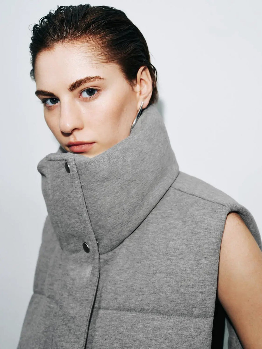 High Neck Padded Vest URBAN REVIVO — free download