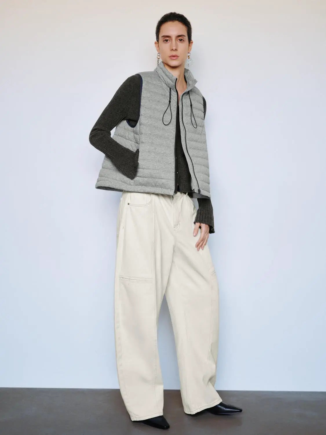 Down Jacket gray quilted sleeveless vest by Urban Revivo Fashion
