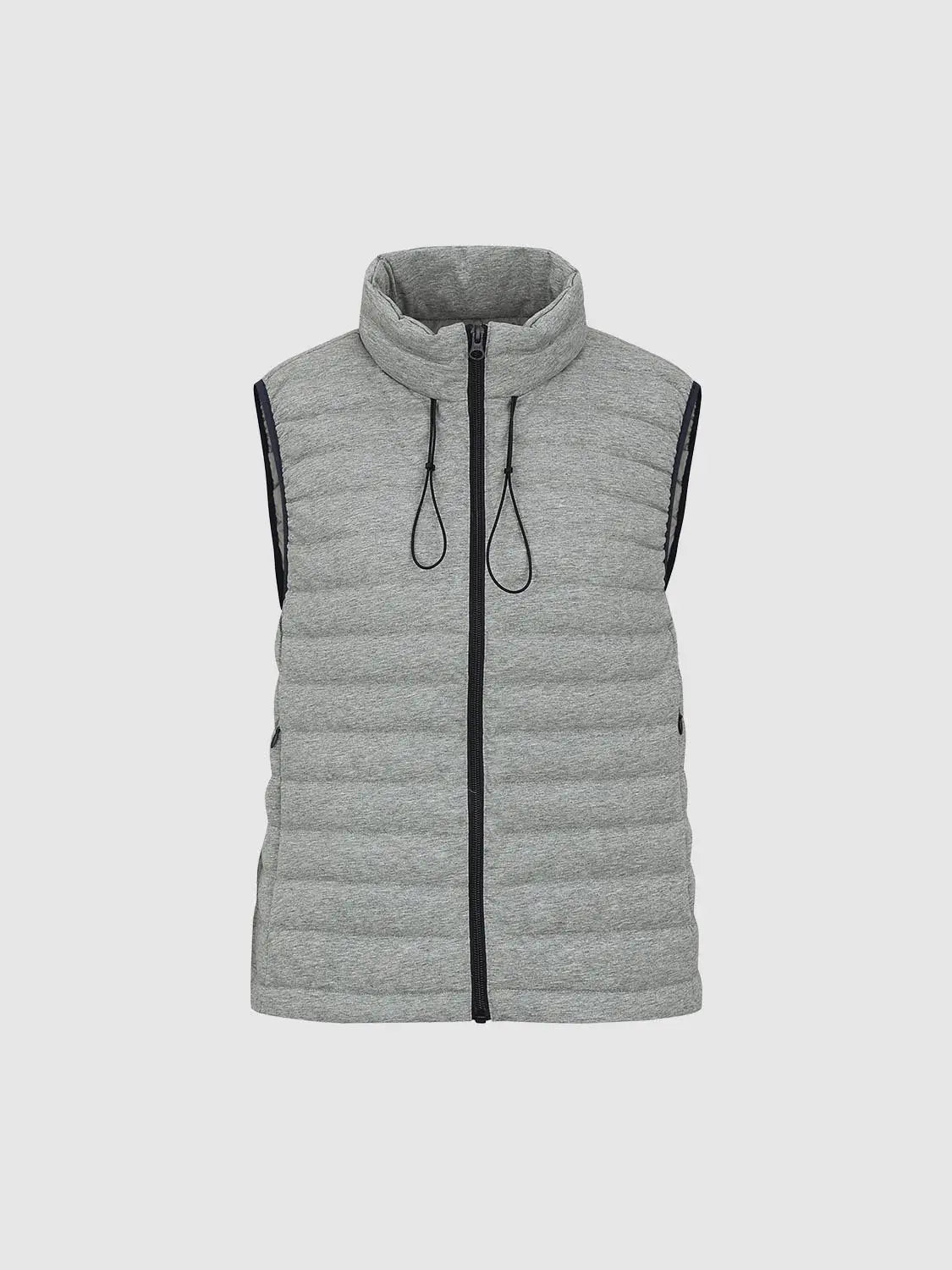 Down Jacket(UR) grey quilted sleeveless puffer vest with stand collar and front zipper
