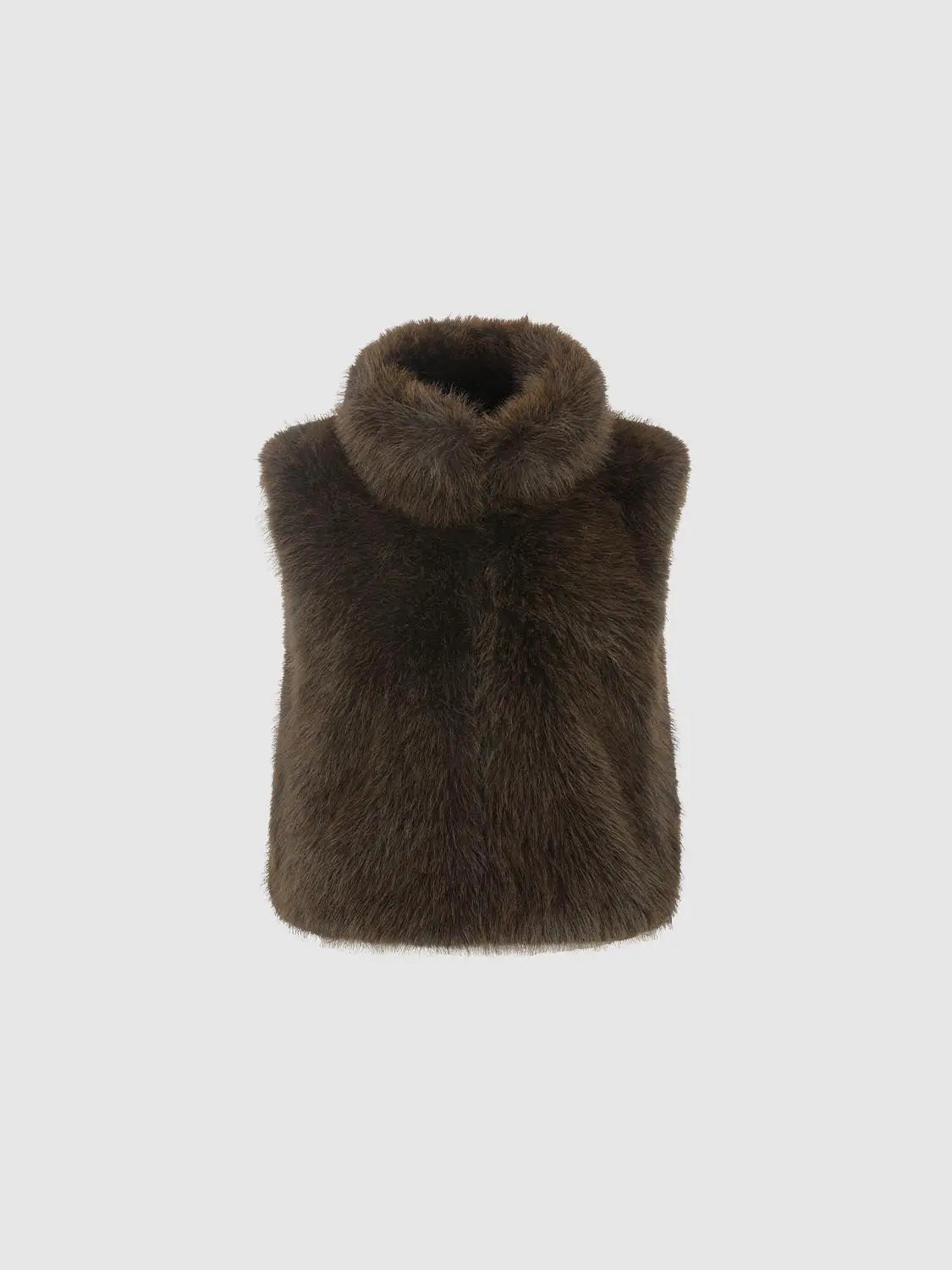 Faux fur brown vest with thick plush collar, Urban Revivo Fashion