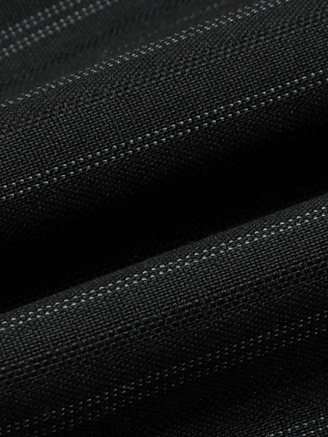 Pinstripe high-waist draped wrap midi skirt, Urban Revivo Fashion, black fabric close-up