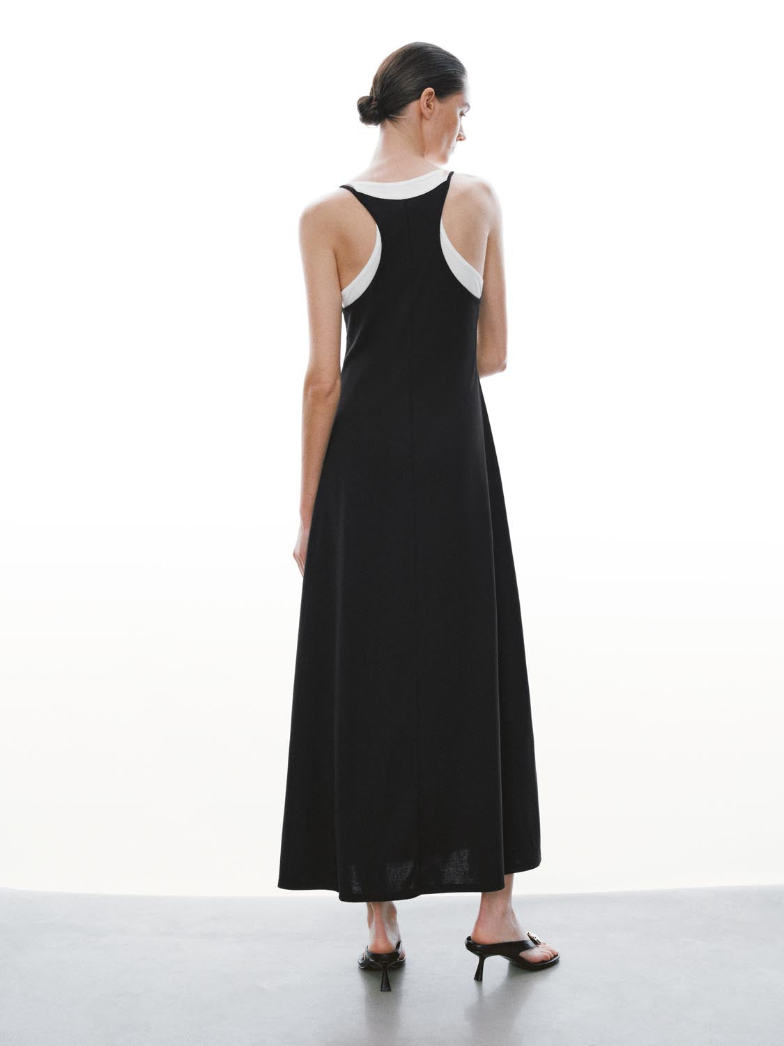 U Neck Strappy Slim Fit Cotton 2-In-1 Maxi Dress