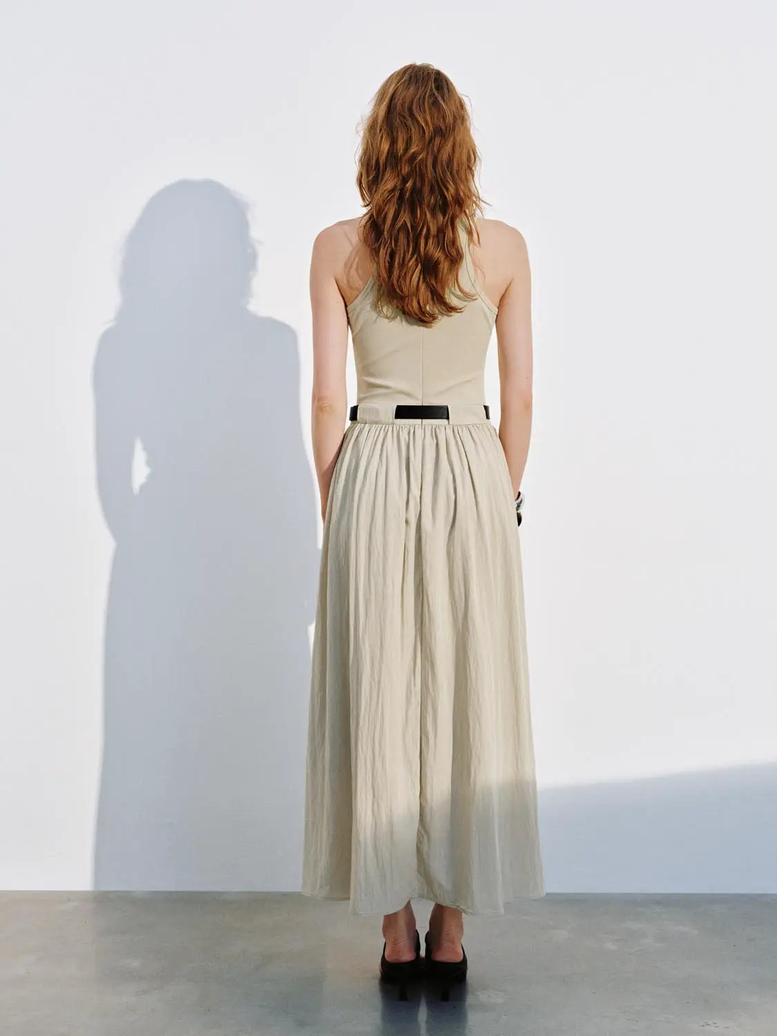 Sleeveless Belted A-Line Midi Dresses by Urban Revivo Fashion