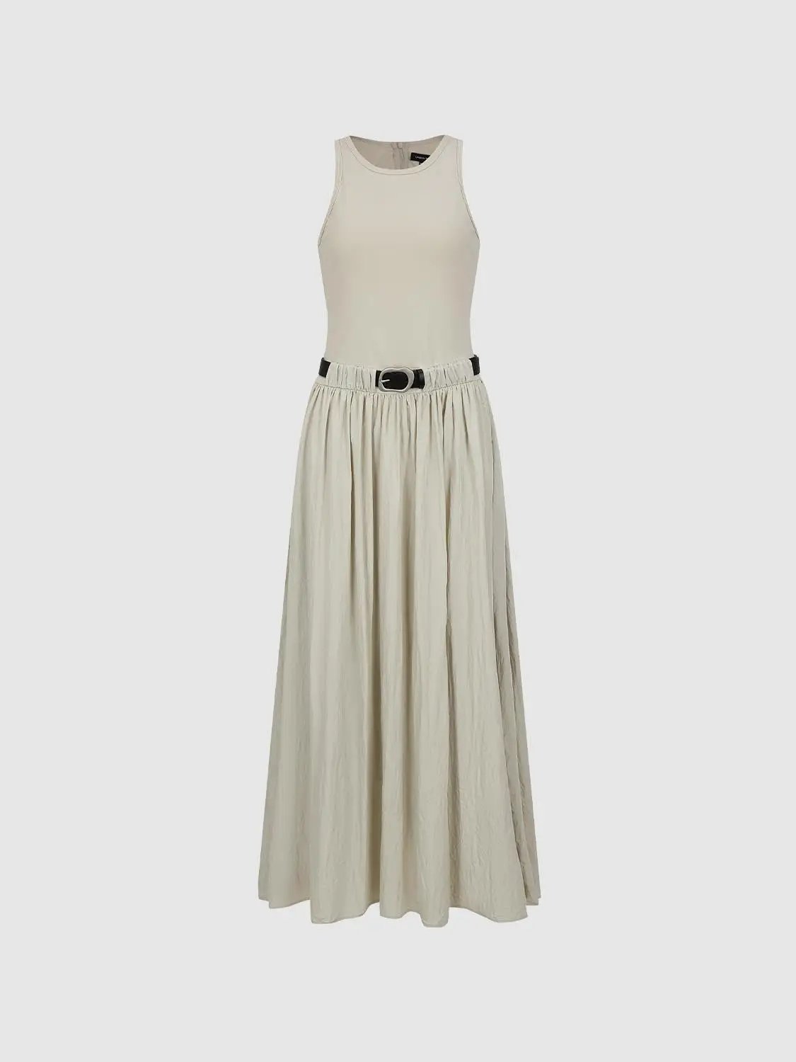 Sleeveless Belted A-Line Midi Dresses by Urban Revivo Fashion