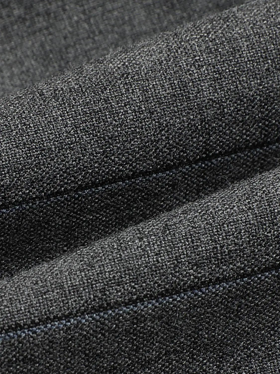 Twisted Checked Asymmetric Hem sleeveless mini dress fabric close-up in charcoal gray knit