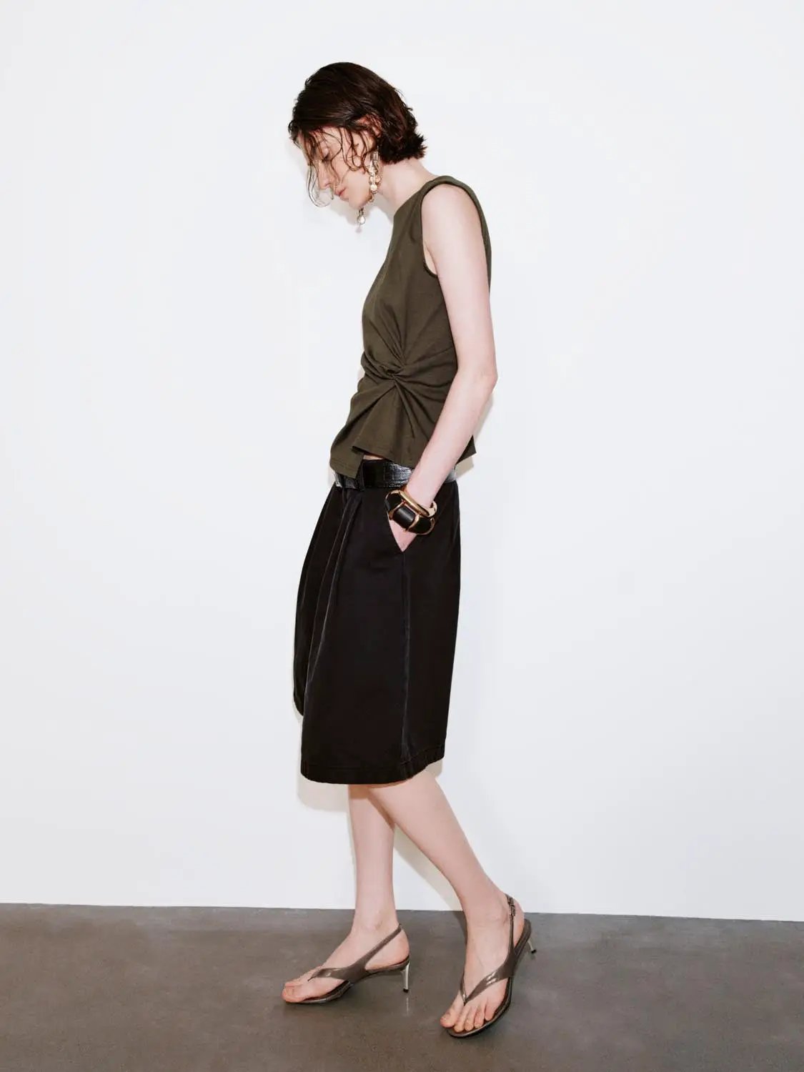 Belted Pleated Tailored Shorts by Urban Revivo Fashion
