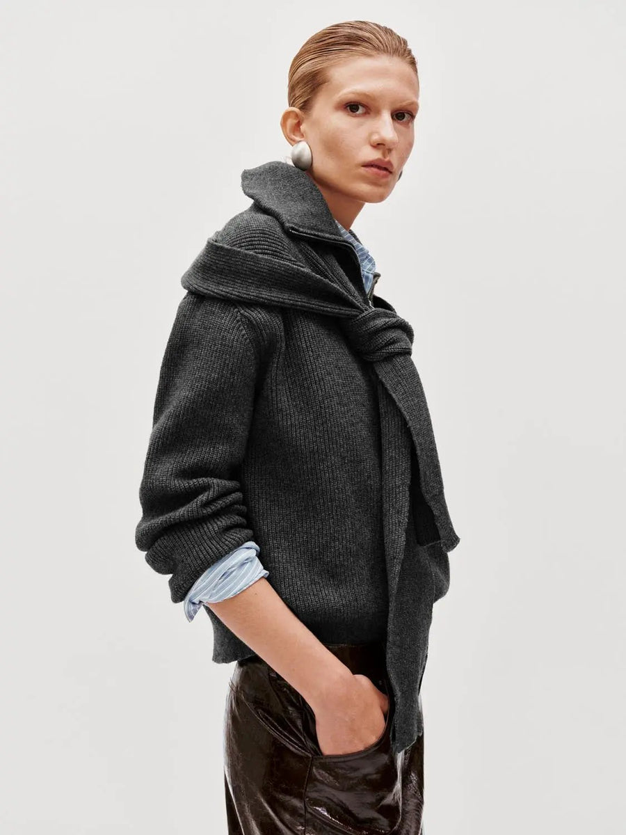 Stand Collar Knitted Sweatshirt main image 1