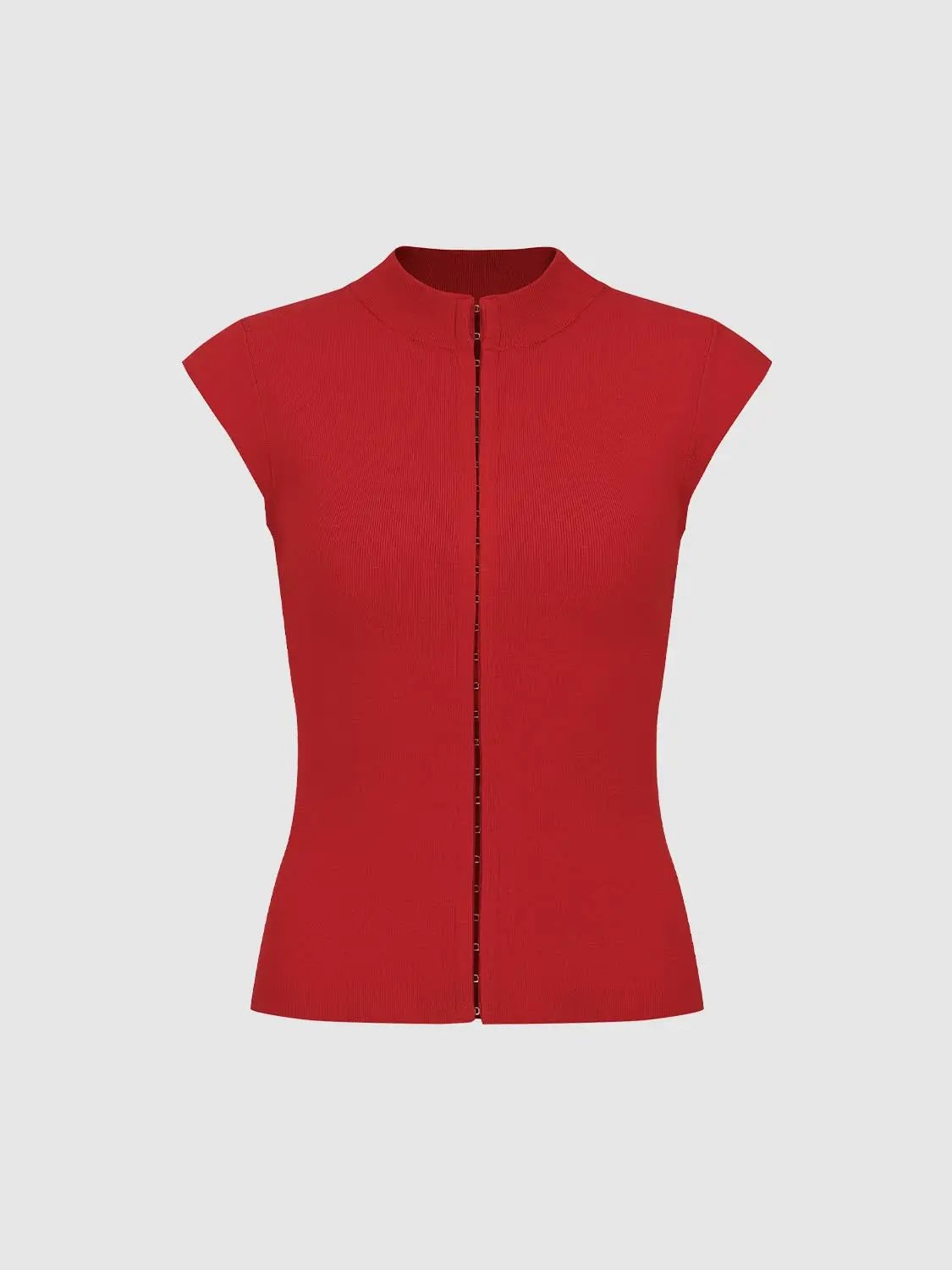 Knitted sleeveless red top with front zipper by Urban Revivo Fashion