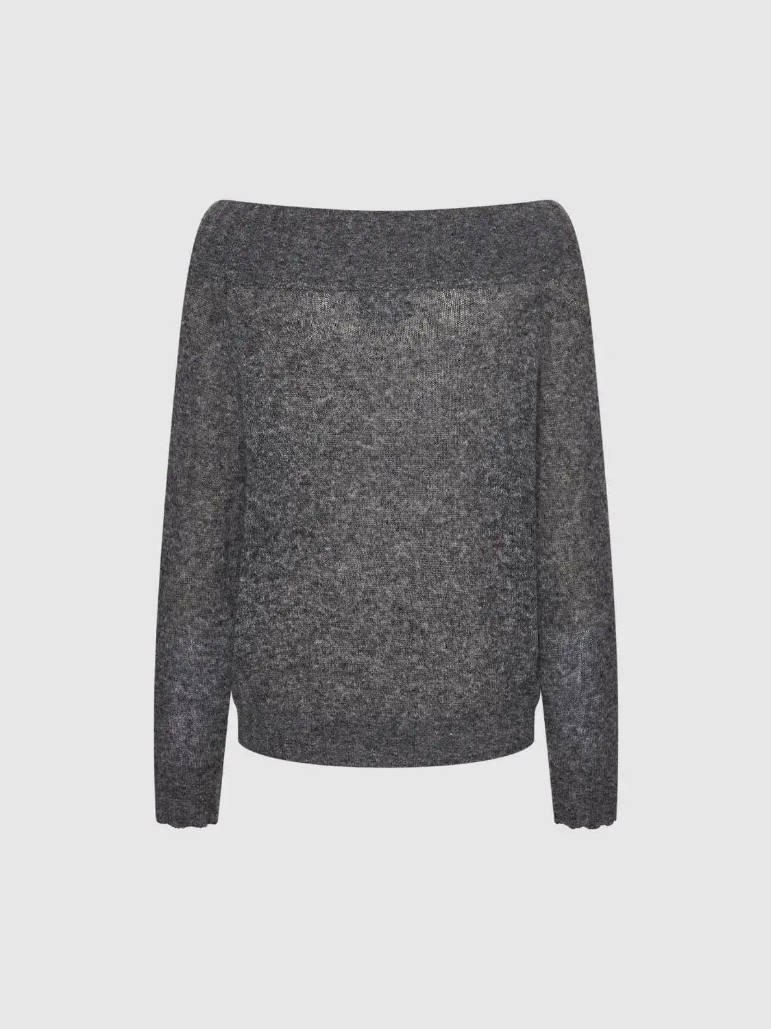 Knit T-Shirt in heather gray knit fabric with long sleeves