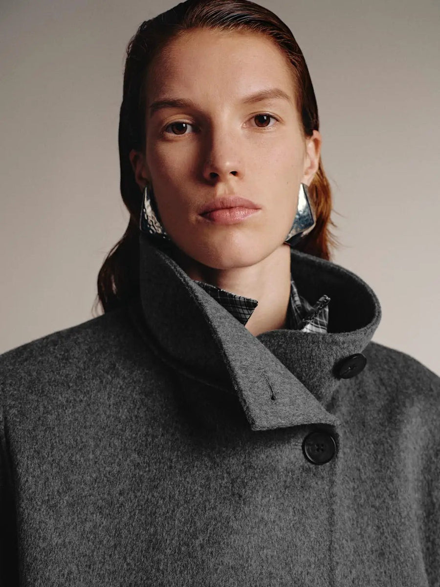 Wool Blend Jacket Cropped With Large Collar – URBAN REVIVO