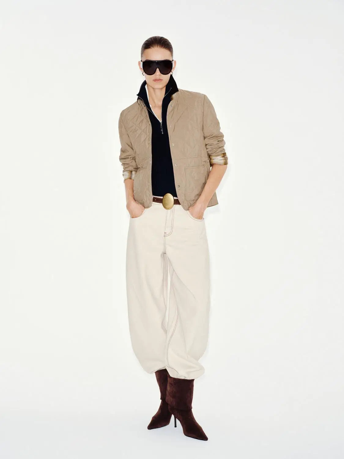 Padded Jacket(UR) tan quilted jacket by Urban Revivo Fashion