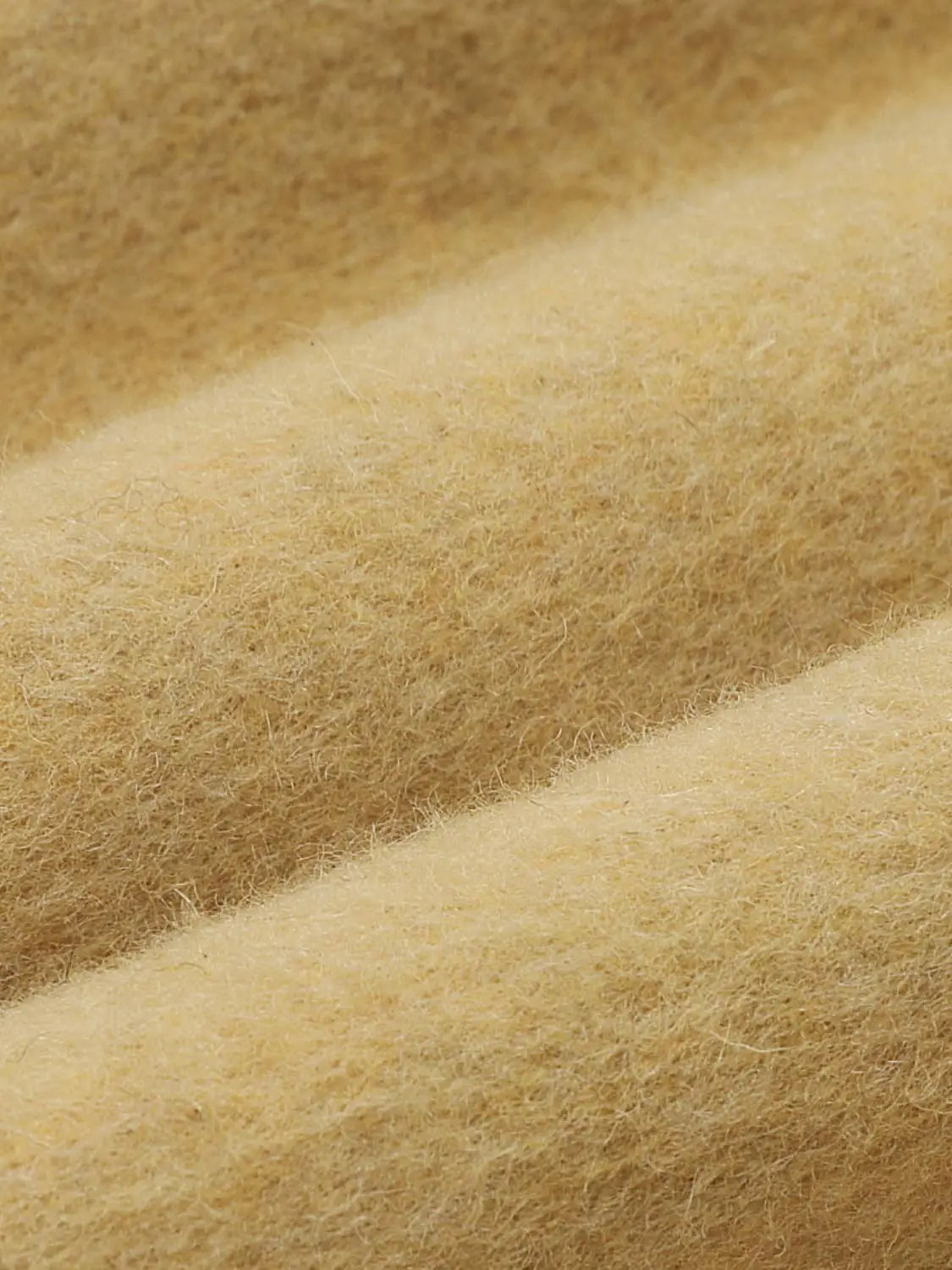 Coat fabric close-up in camel beige with soft fuzzy wool texture, Urban Revivo Fashion