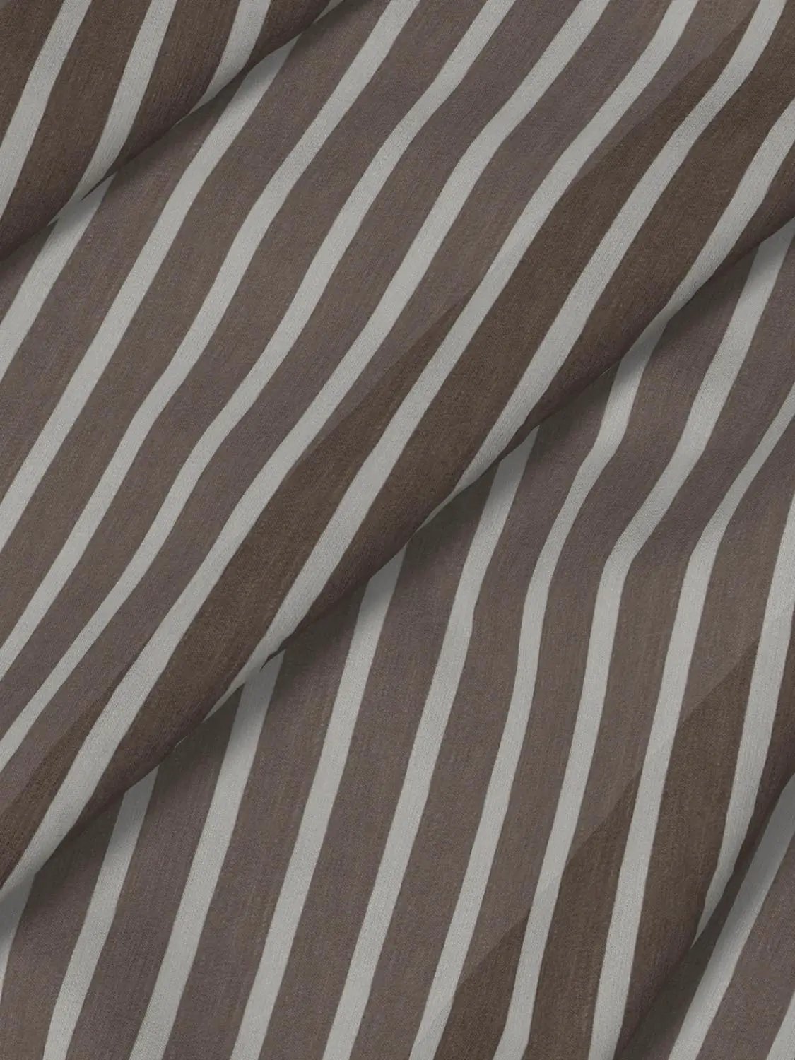 Striped button-up shirt in brown and white stripes.