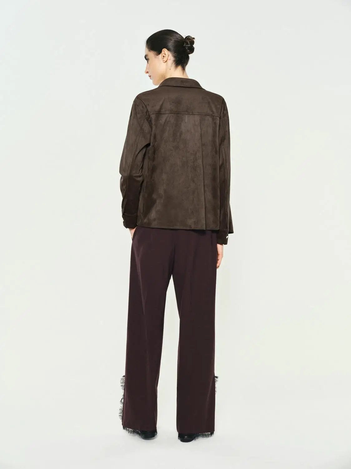 Button-Down Shirt by Urban Revivo Fashion in brown suede-look fabric.