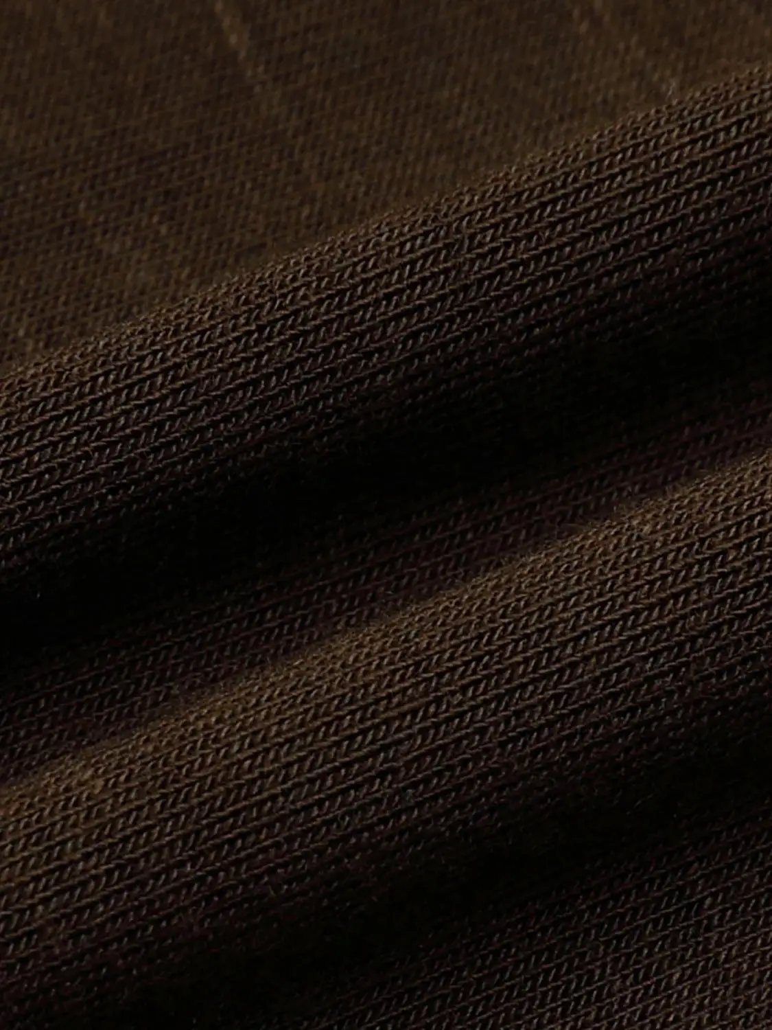 Draped Short Sleeve Ruched Waist T-shirt brown fabric close-up