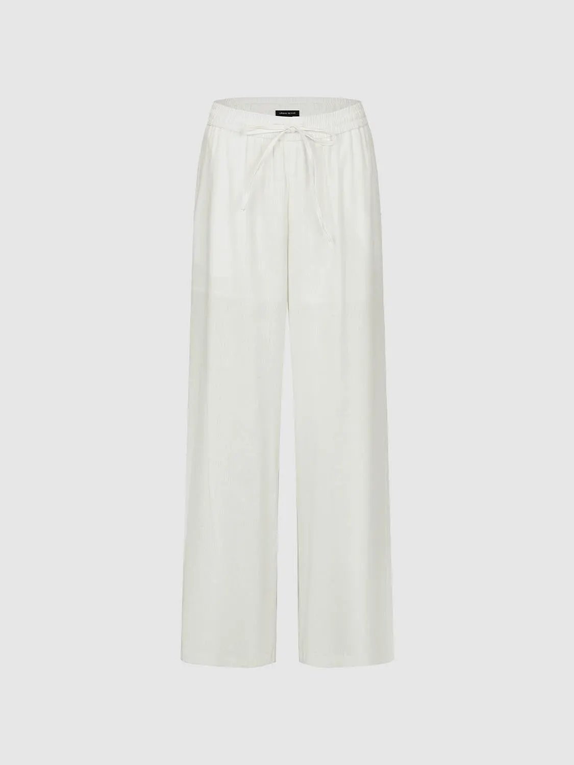 Wide leg pants by Urban Revivo Fashion, white with drawstring waist