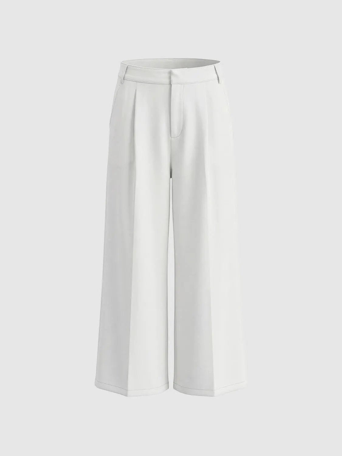 Wide-leg pants in white with belt loops and front pleats.