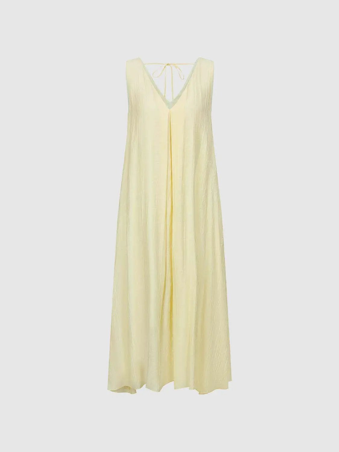 Slight Stretch A-Line Silhouette With Thin Fabric Dress in pale yellow, long maxi length, Urban Revivo Fashion