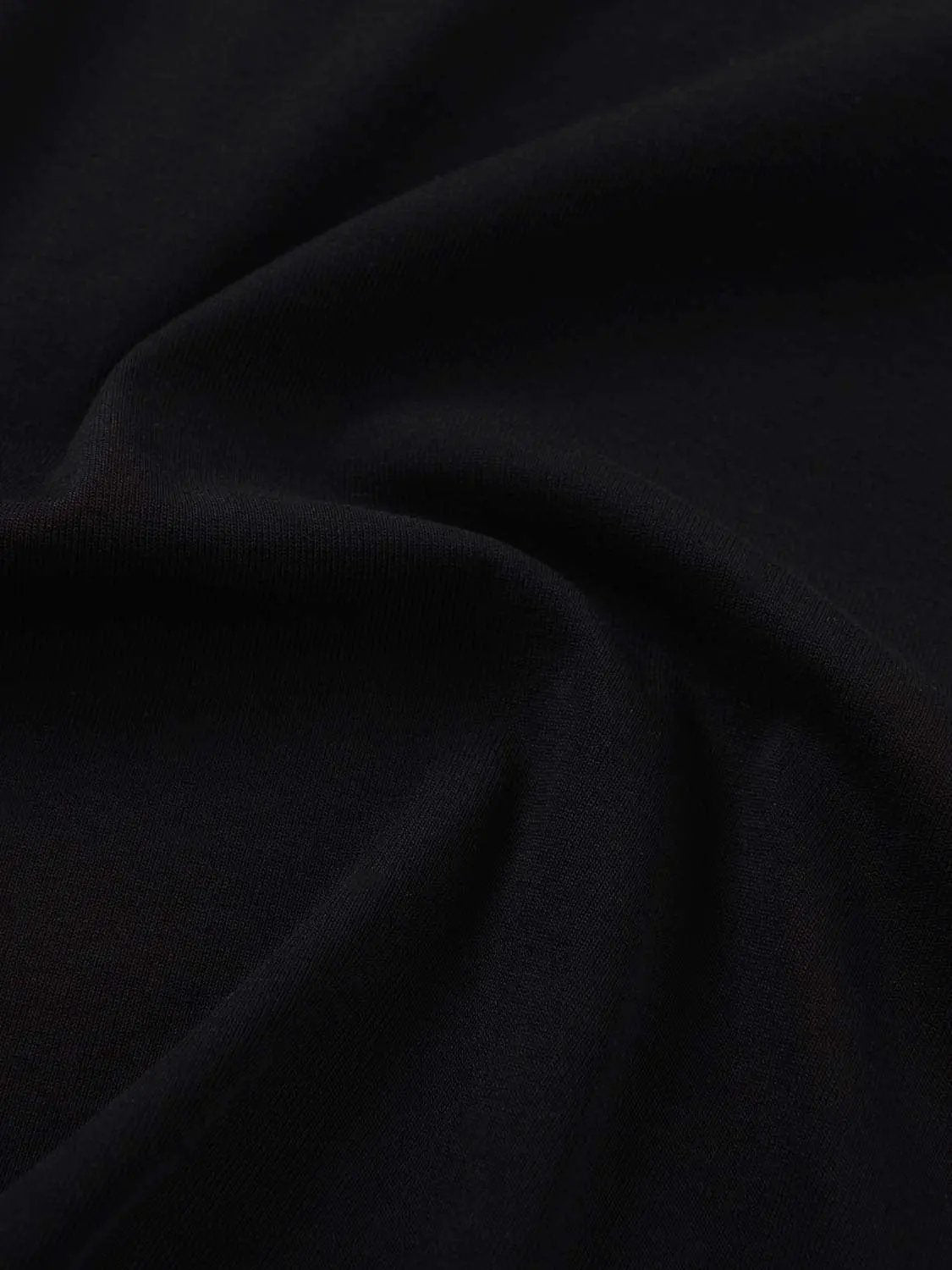 A-line dress fabric in black; thin, lightweight stretch knit by Urban Revivo Fashion.