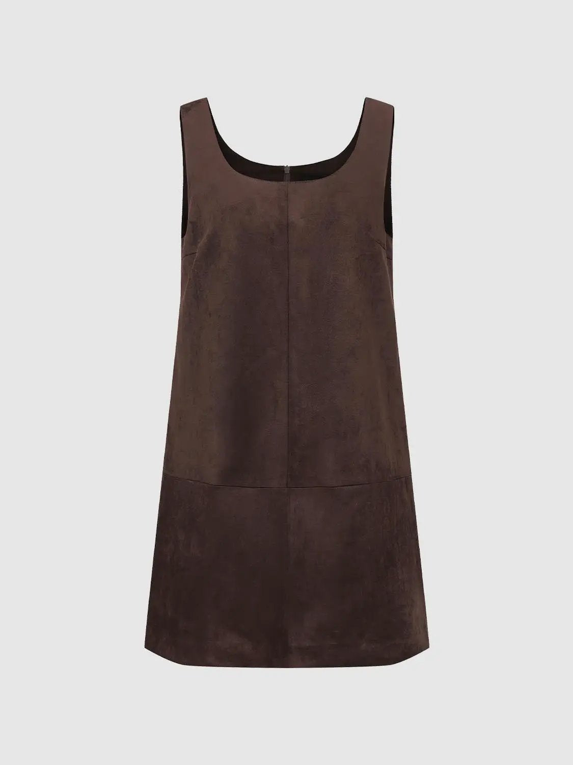 Panelled Straight Hem A-Line Sleeveless Mini Dress in brown by Urban Revivo Fashion