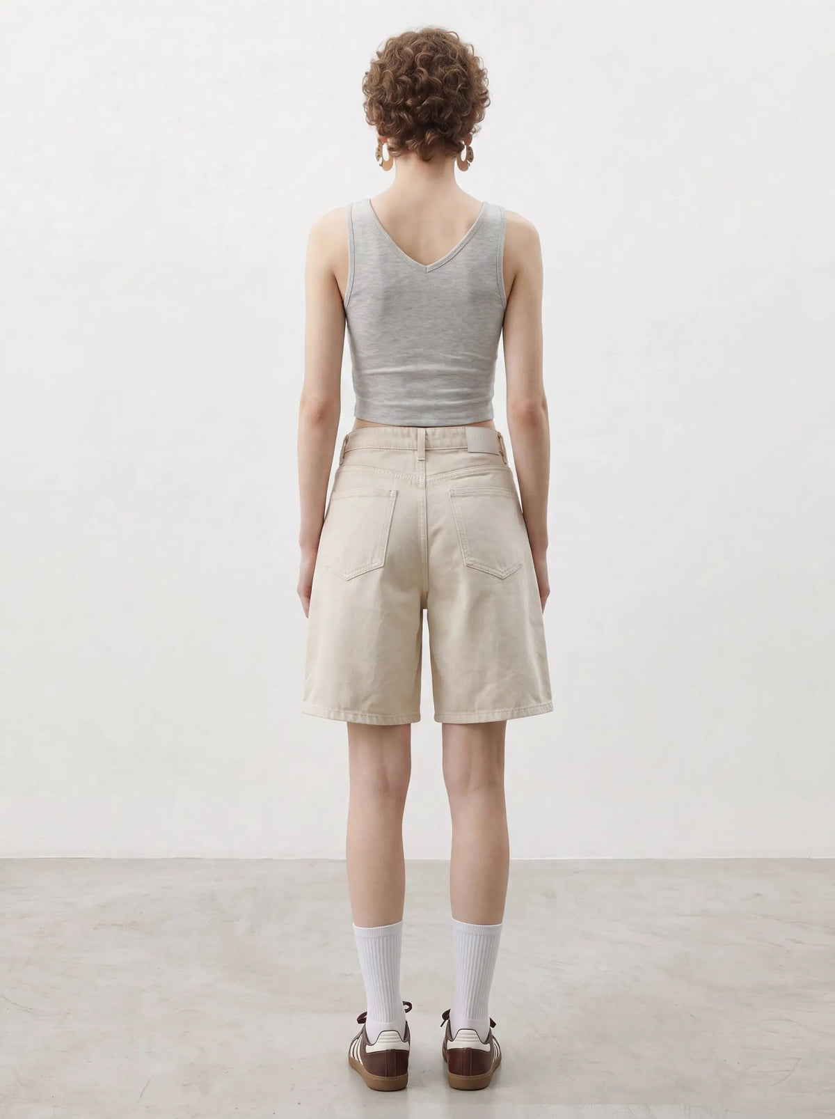 Casual Relaxed Washed Beige Cotton Shorts by Urban Revivo Fashion