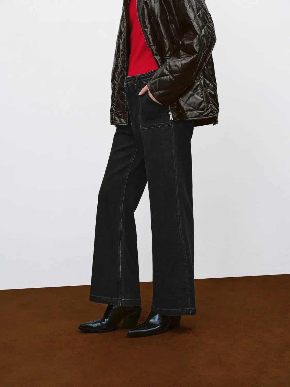 Jeans black denim wide-leg by Urban Revivo Fashion