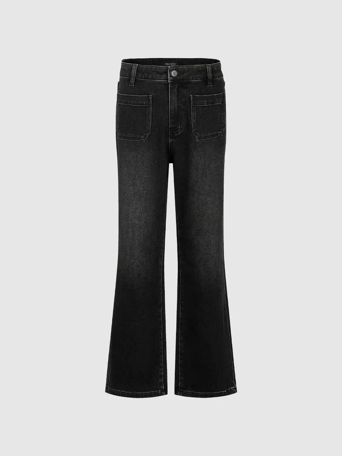 Jeans by Urban Revivo Fashion in black denim, bootcut style with back patch pockets.