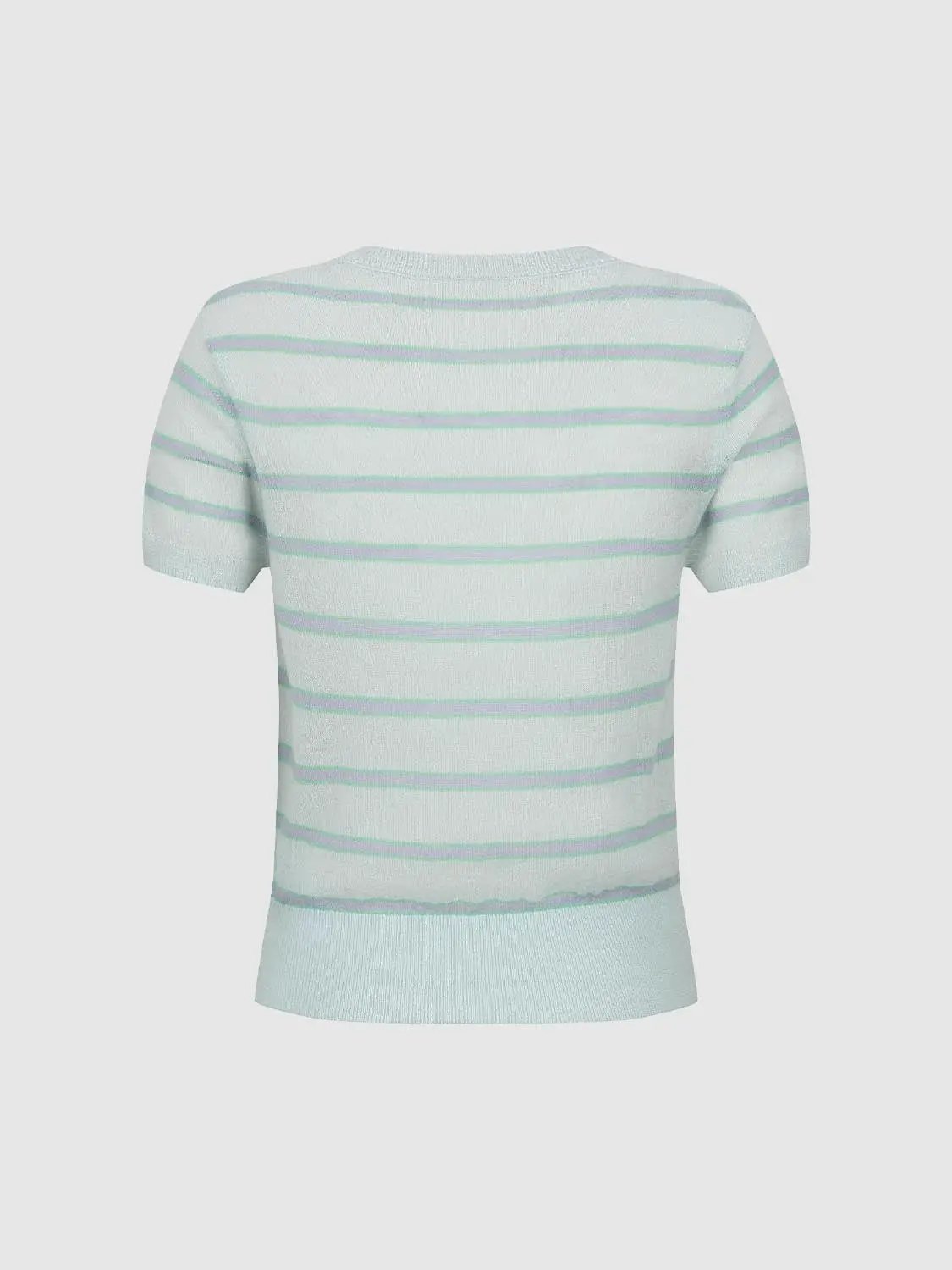 Knit T-Shirt pastel mint and lilac stripes, knitted texture, Urban Revivo Fashion