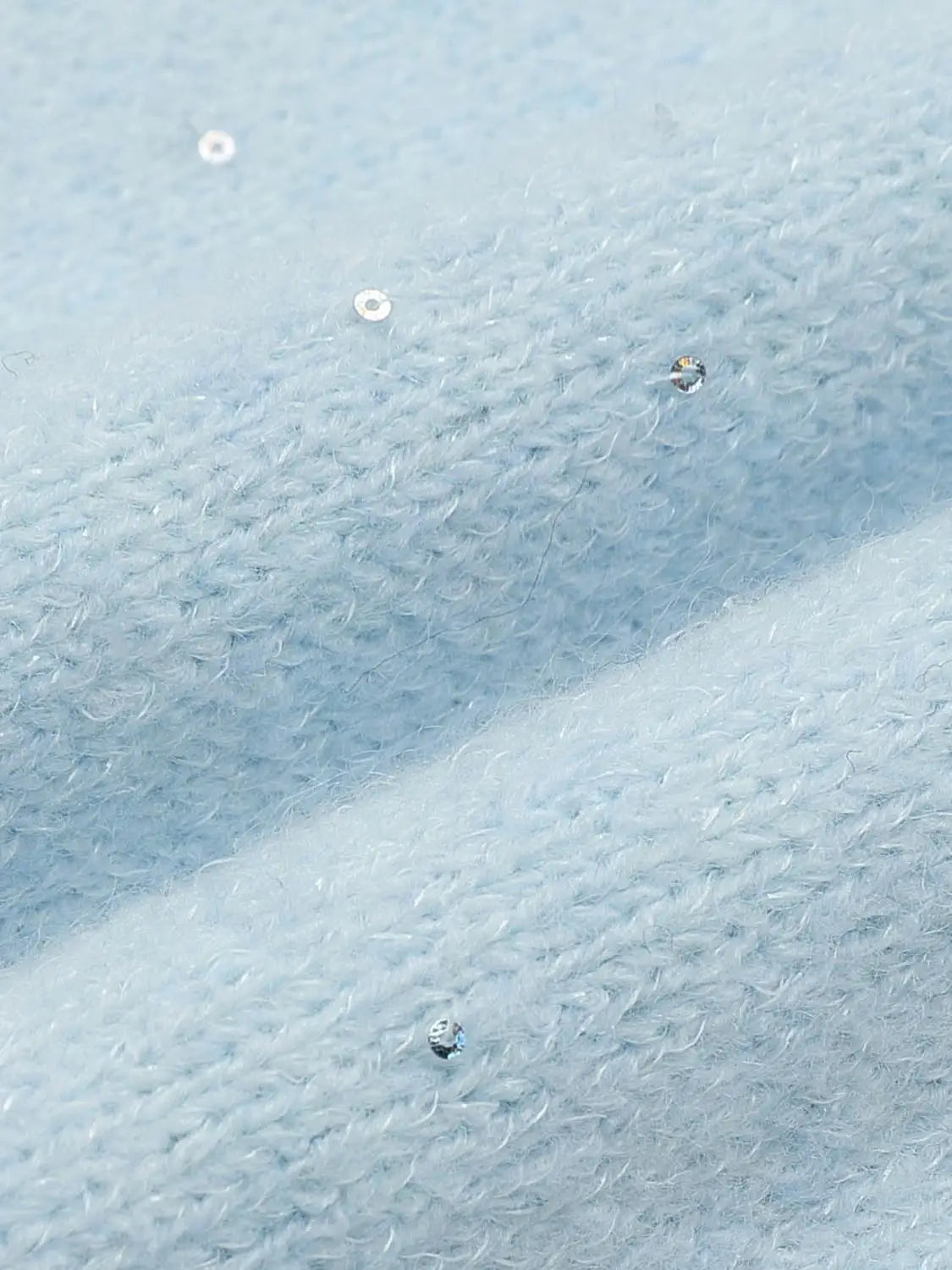 Knit T-Shirt by Urban Revivo Fashion, light blue knitted fabric with small sequins