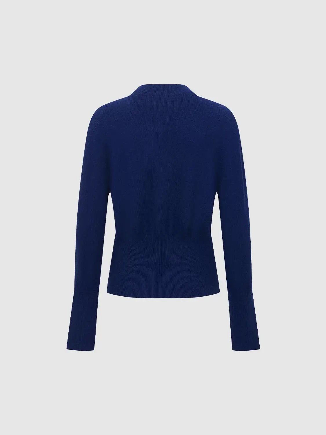 Knit T-Shirts, blue long-sleeve knitted top, back view
