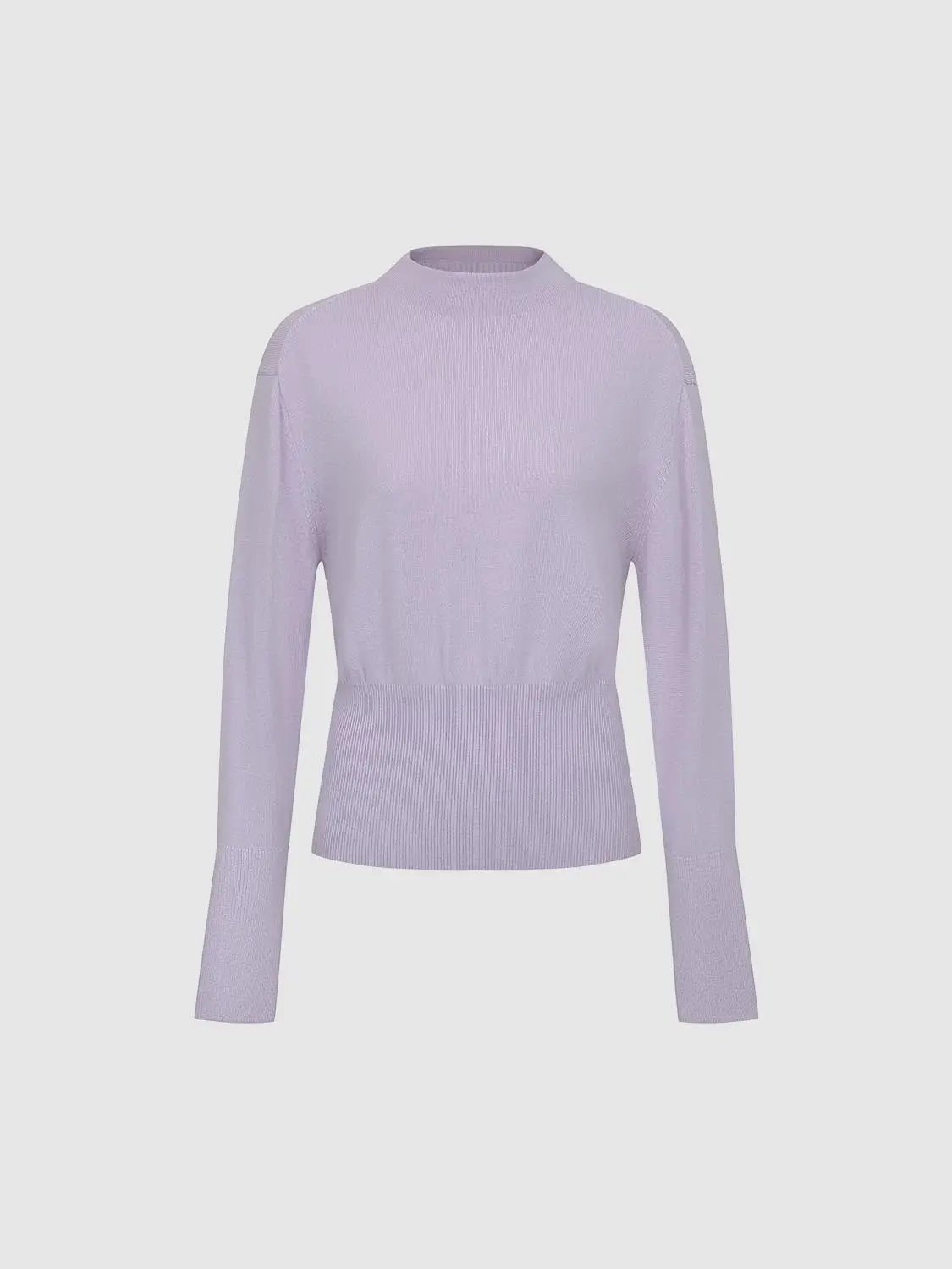 Knit T-Shirts lavender knitted top, long sleeves with ribbed waist, Urban Revivo Fashion