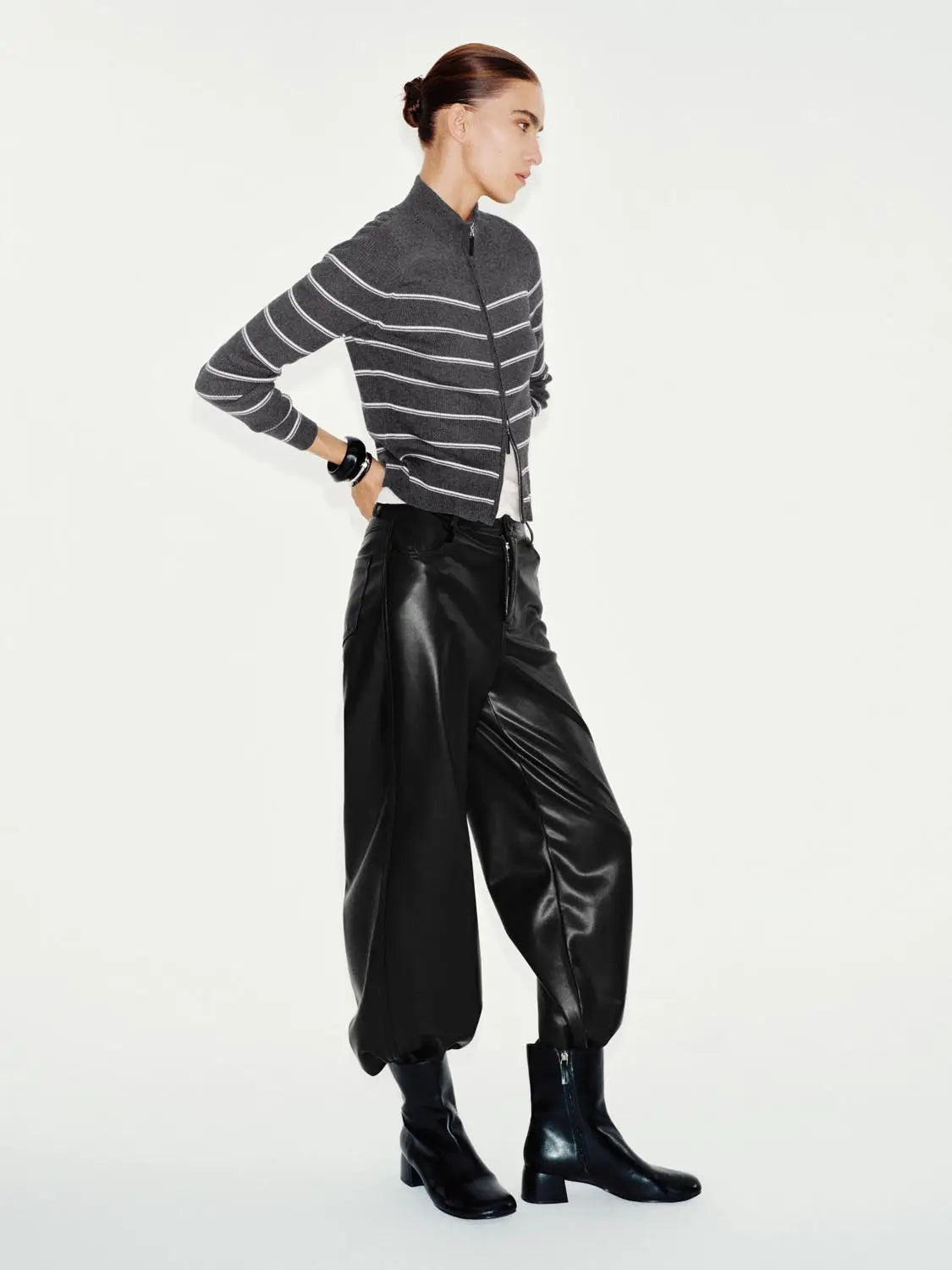 Knit jacket, grey striped knit with zip, Urban Revivo Fashion
