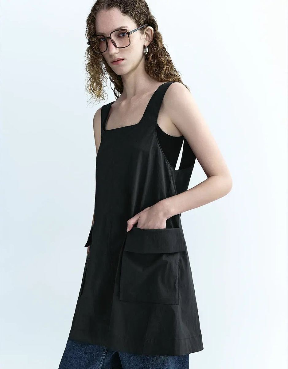 Sleeveless Square-cut Collar A-Line Dress