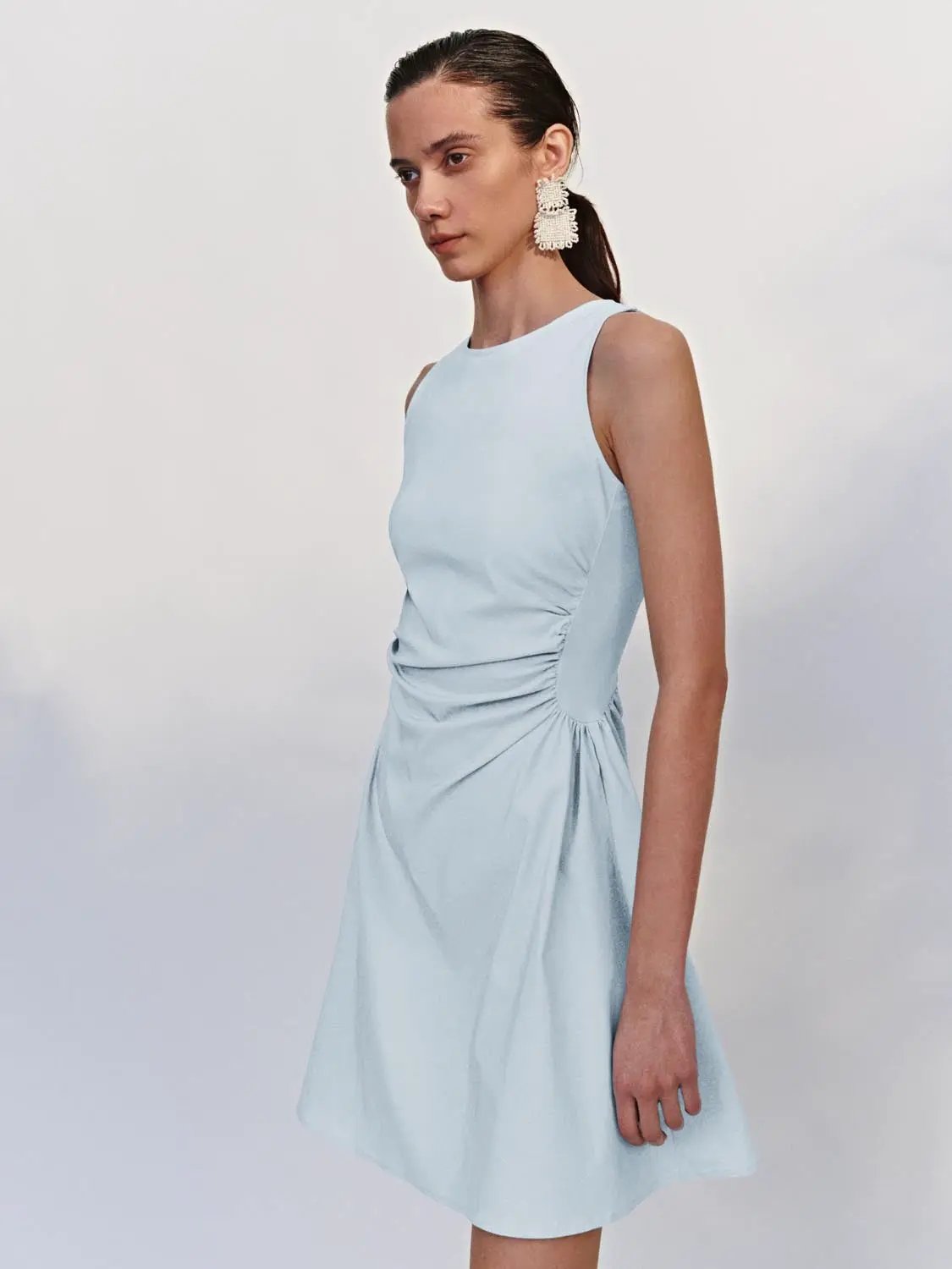 Crew Neck Sleeveless Nipped-Waist A-Line Midi Dresses by Urban Revivo Fashion