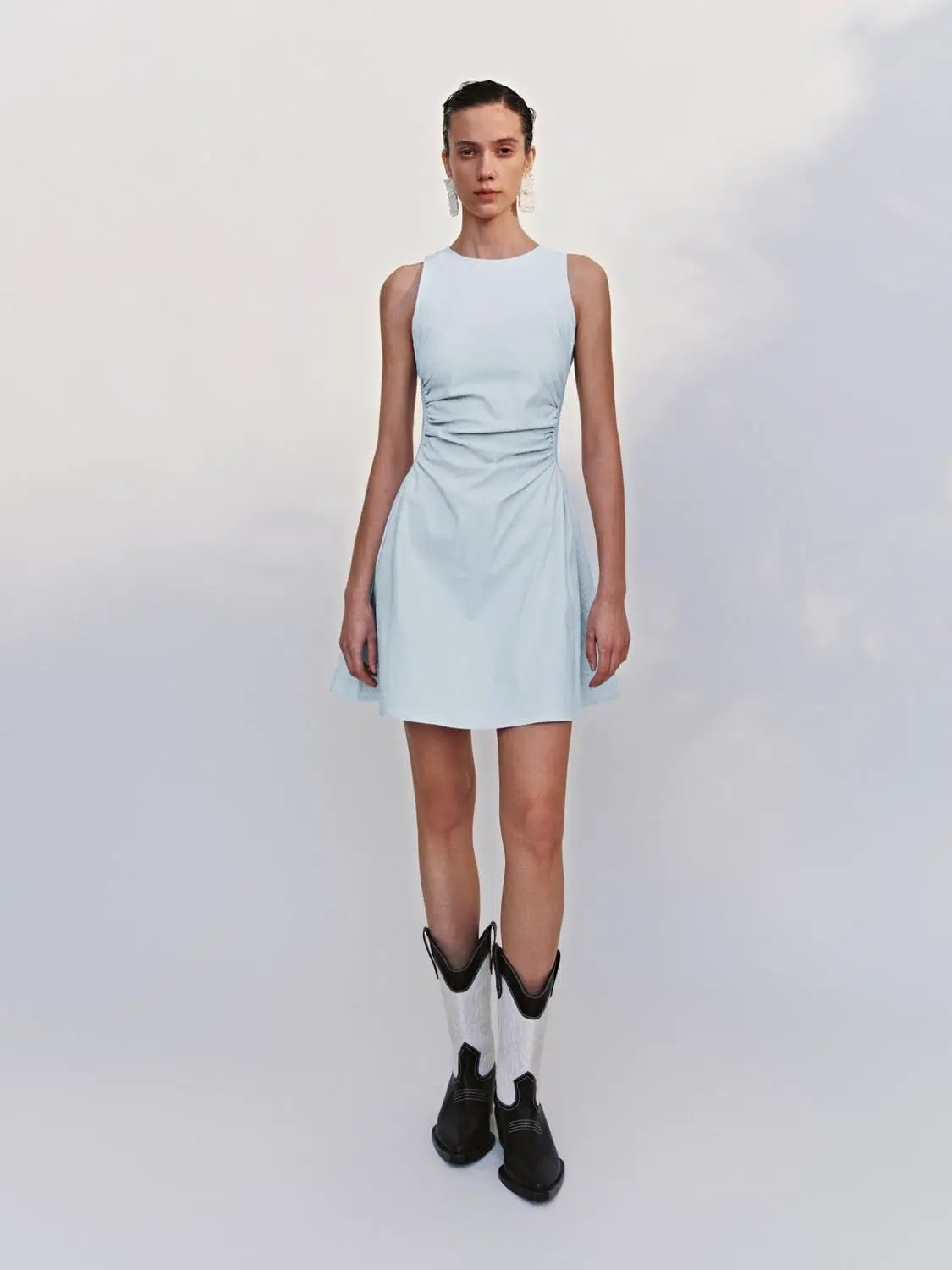 Crew Neck Sleeveless Nipped-Waist A-Line Midi Dresses by Urban Revivo Fashion