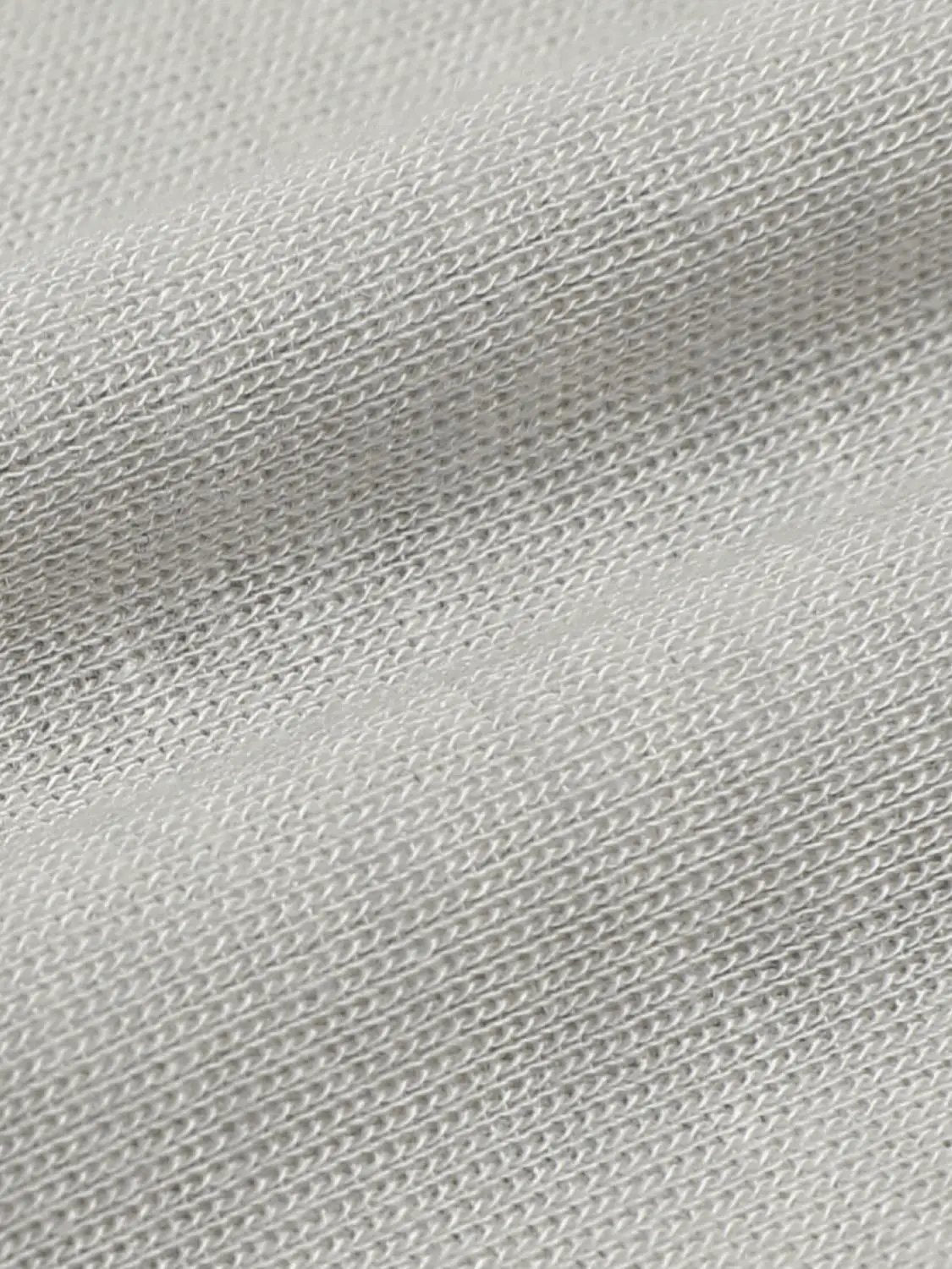 2-In-1 Contrast Trim Crew Neck Long Sleeve Slim Knit Top fabric close-up in light gray knit