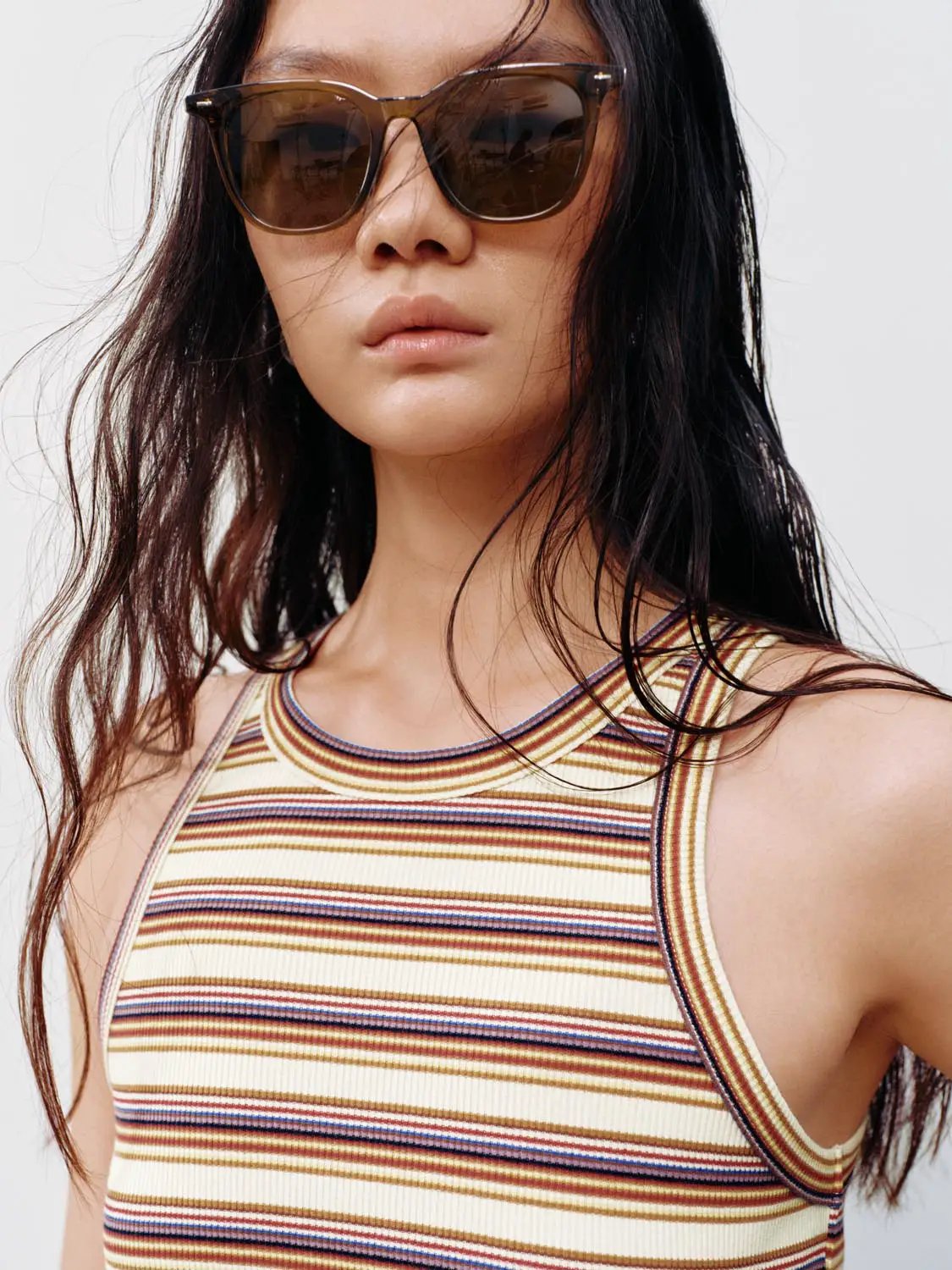 Contrast Striped Sleeveless A-Line Midi Dresses by Urban Revivo Fashion